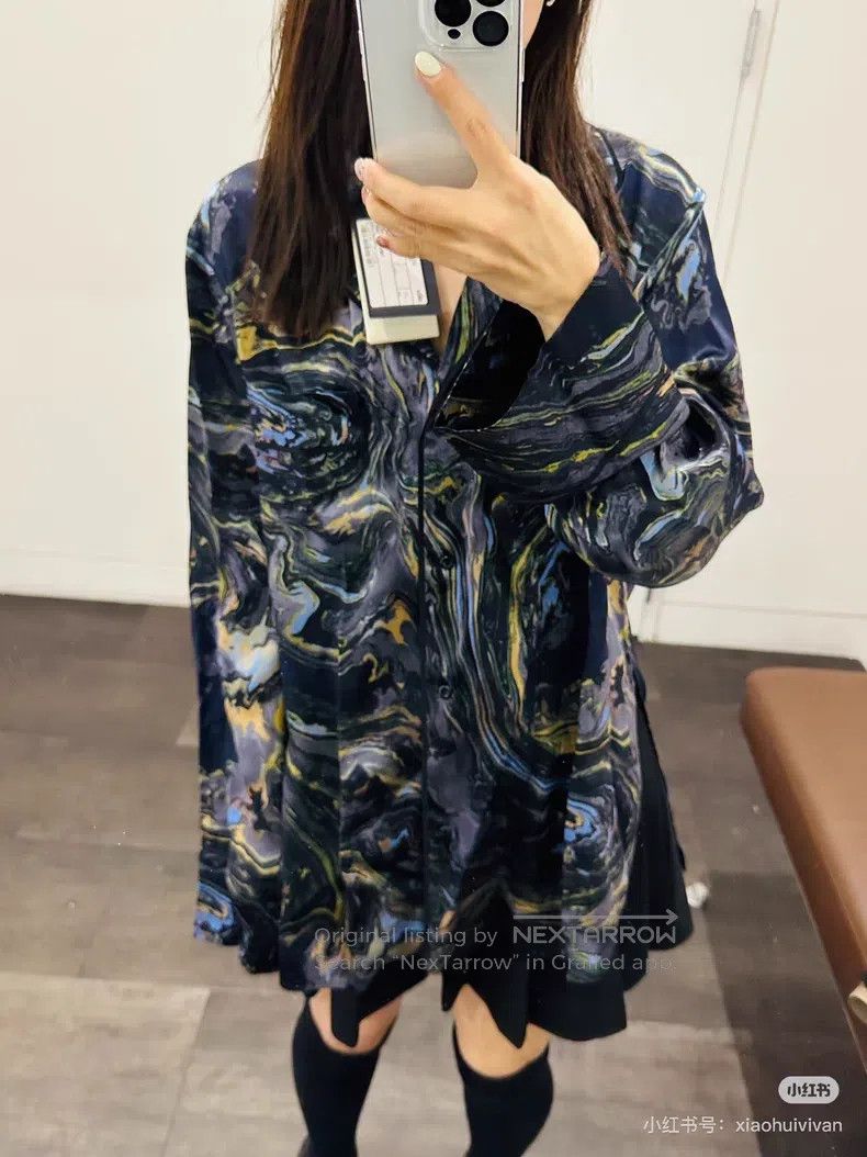 Fendi Fendi Single Breasted Ink Painting Silk Long Sleeve Shirt Size XS / US 0-2 / IT 36-38 - 8 Thumbnail