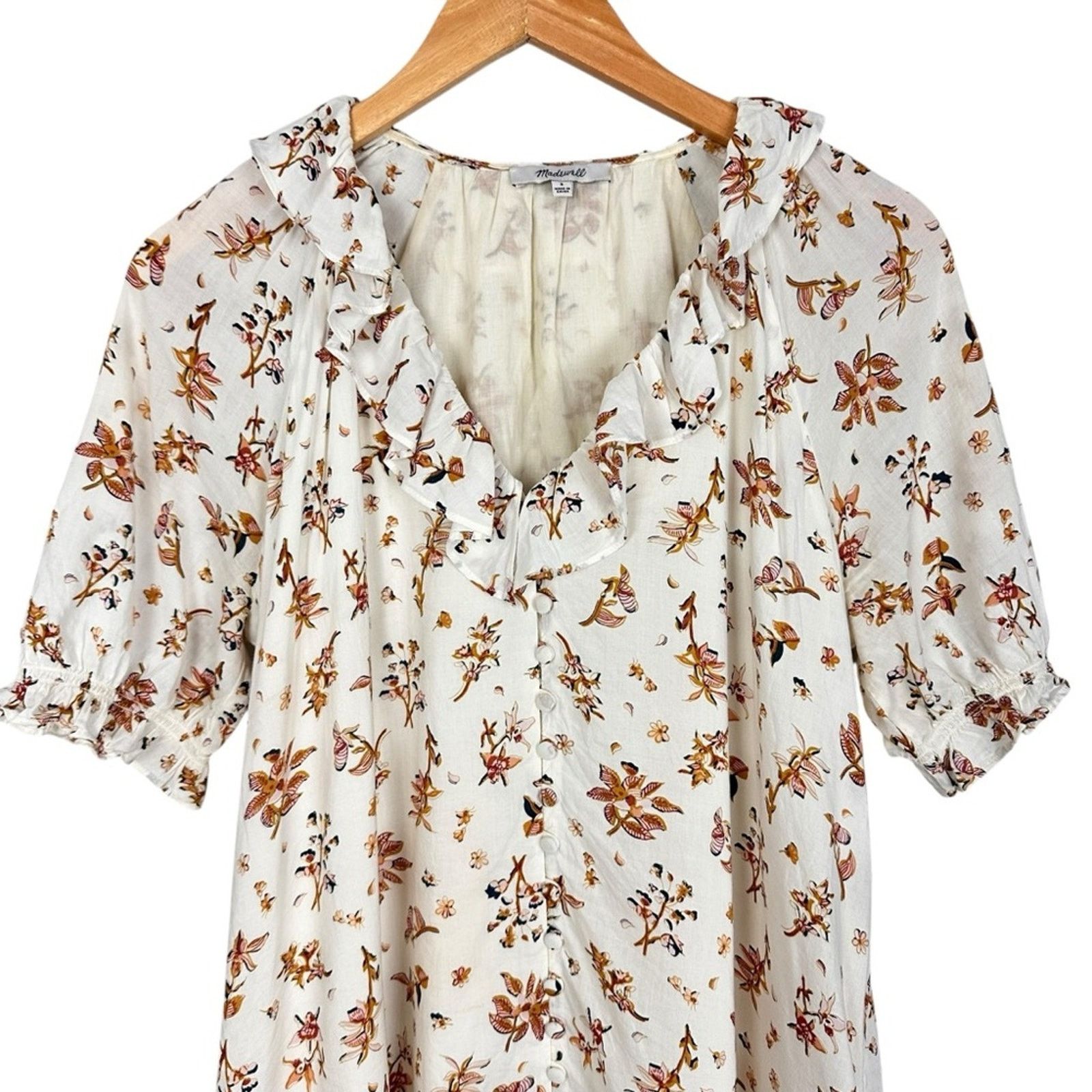 Madewell Madewell Ruffle Button Front Trapeze Dress Floral Reef Small Size S / US 4 / IT 40 - 6 Thumbnail
