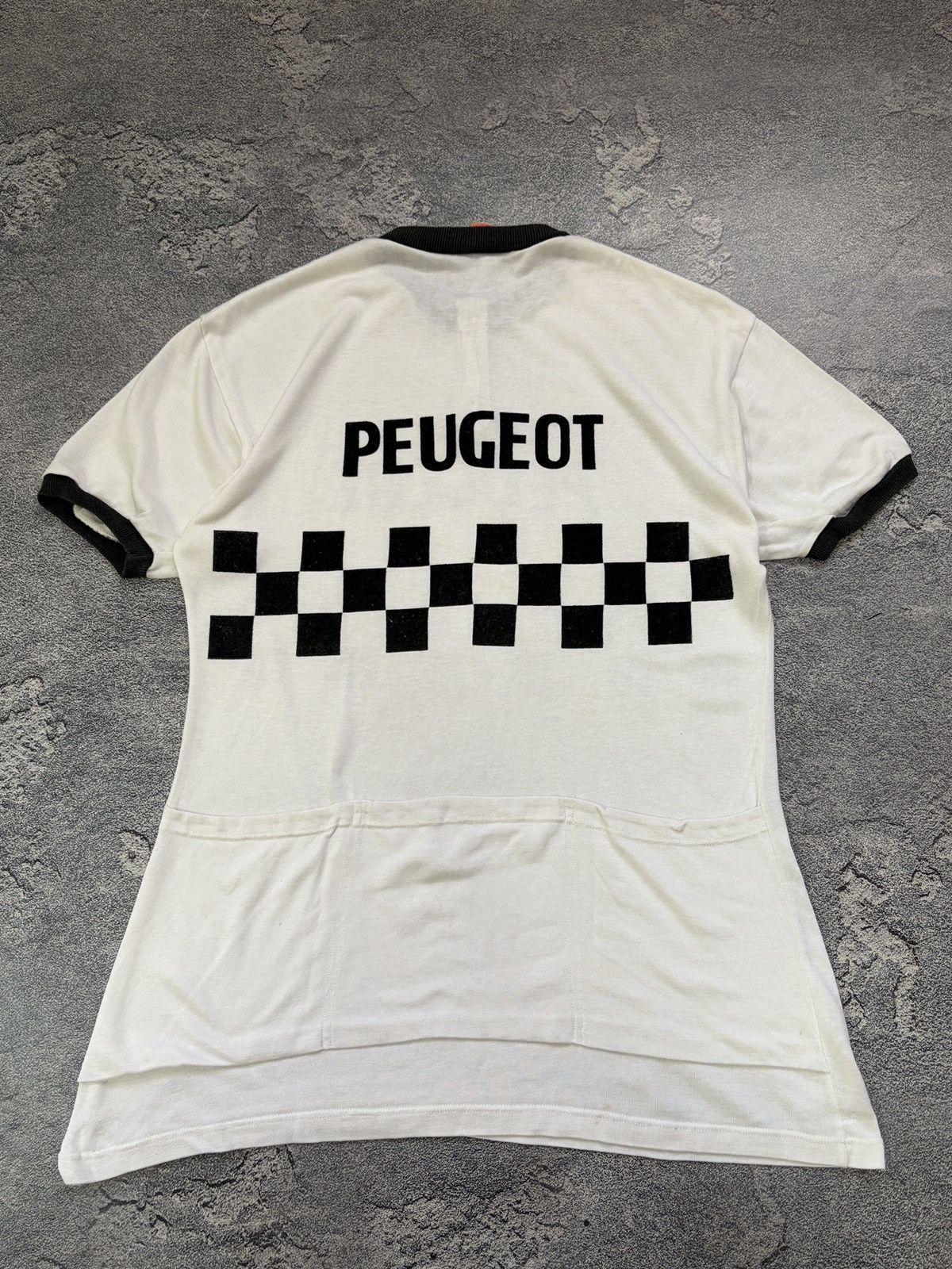 Vintage VTG 70s 80s Peugeot Sport Cycling Jersey Checkerboard L Size US L / EU 52-54 / 3 - 2 Thumbnail