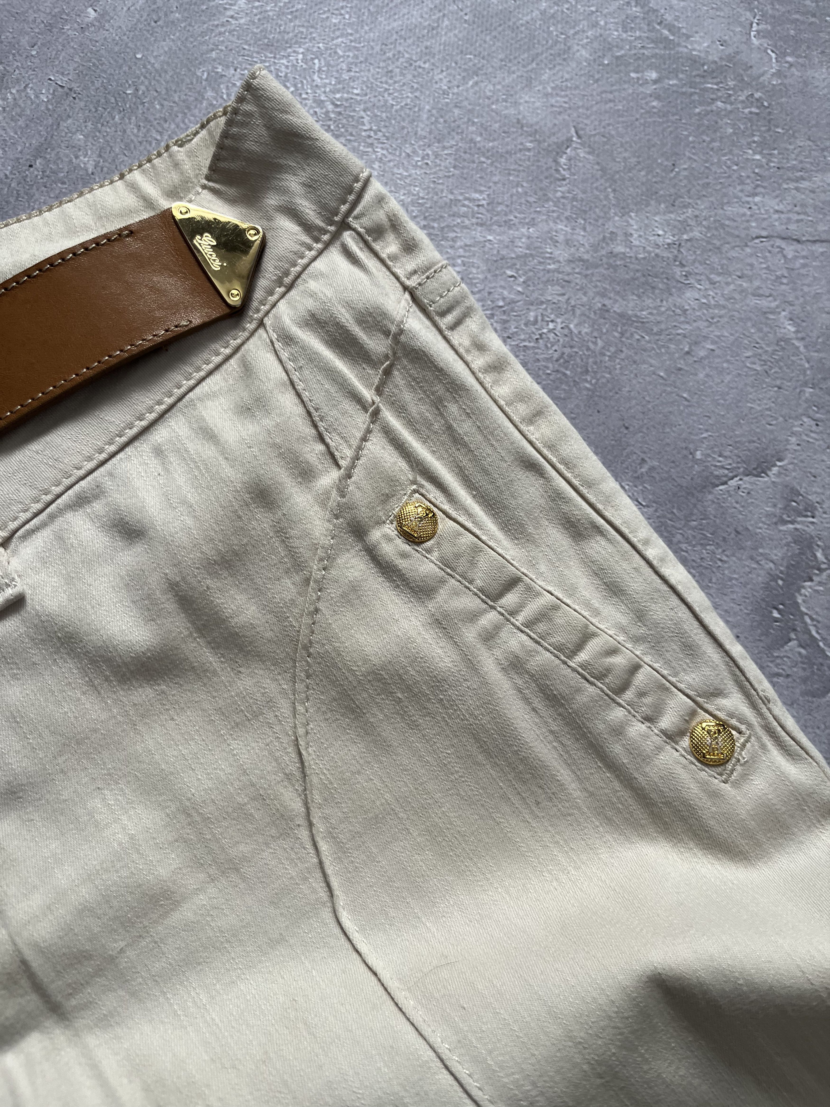 Gucci Gucci Era Tom Ford With Snap Buckle Logo Beige Pants Size 29" - 10 Thumbnail