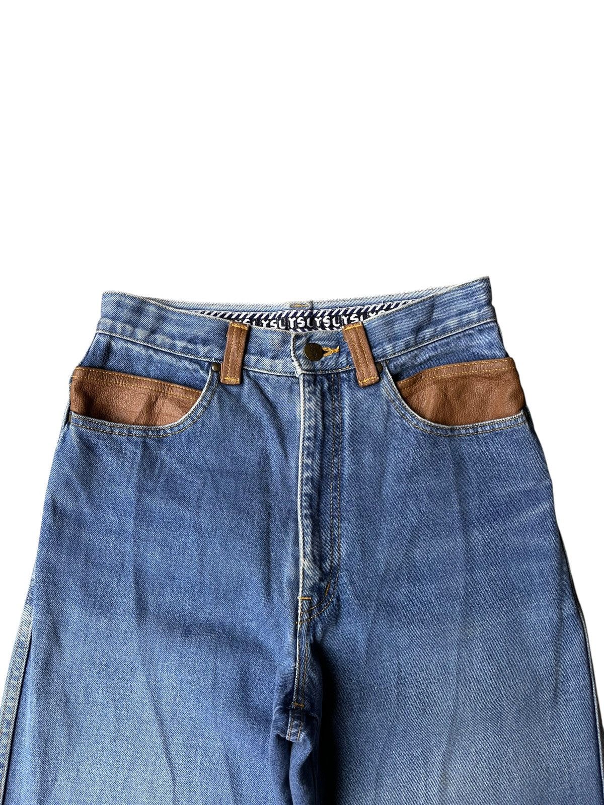 Yves Saint Laurent Yves Saing Laurent Leather Patch Denim Pants Size US 27 - 3 Thumbnail