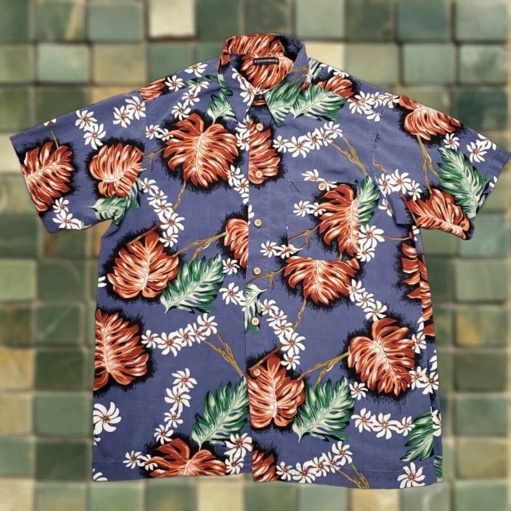 Vintage VINTAGE HawaiiN Shirt Mens L Blue Floral Tropical 100% Rayon Retro Casual Knightsbridge Button-Up Short Sleeve Collared Mens Size US L / EU 52-54 / 3 - 1 Thumbnail