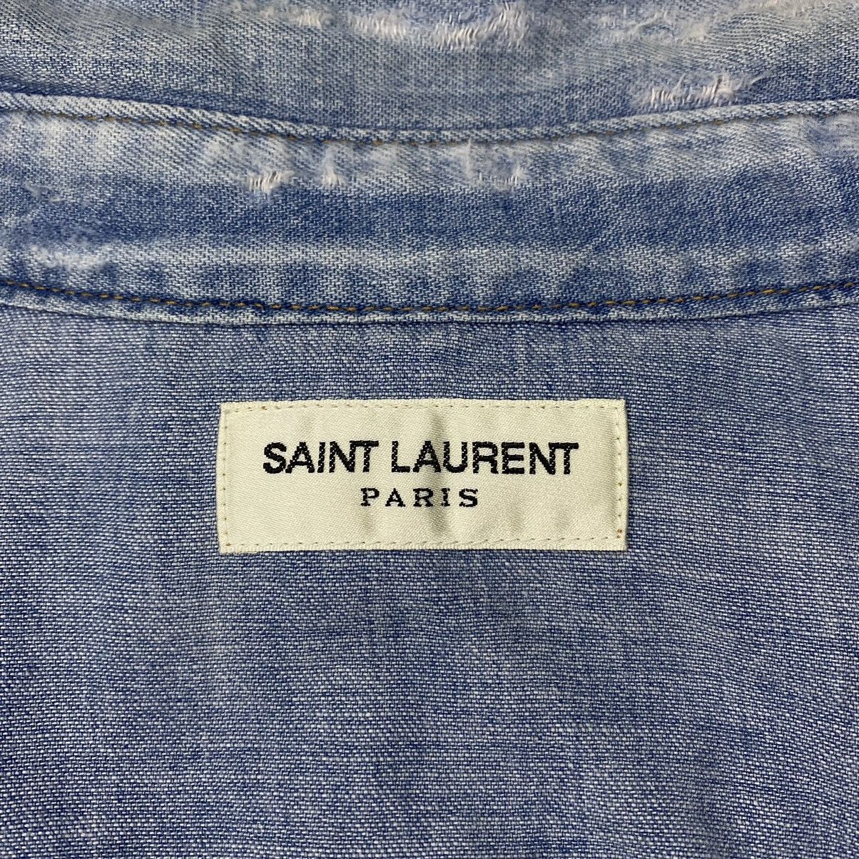 Saint Laurent Paris Saint Laurent Paris Distressed Denim Shirt Size US XS / EU 42 / 0 - 7 Thumbnail