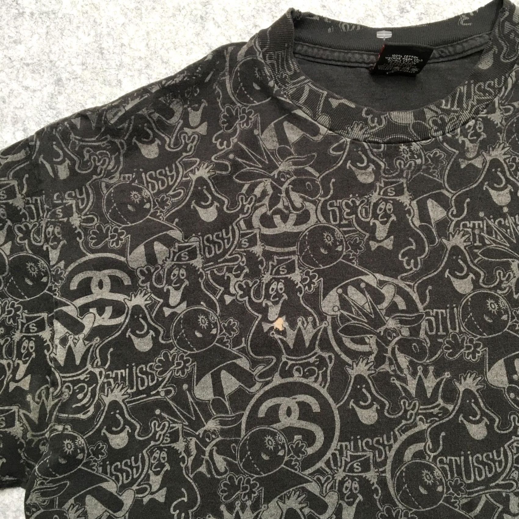 Vintage Stussy Shirt Mens Large Black All Over Graphic Print Tee Streetwear 2000s Skate Crew Neck Short Sleeve Womens? Size US L / EU 52-54 / 3 - 4 Thumbnail