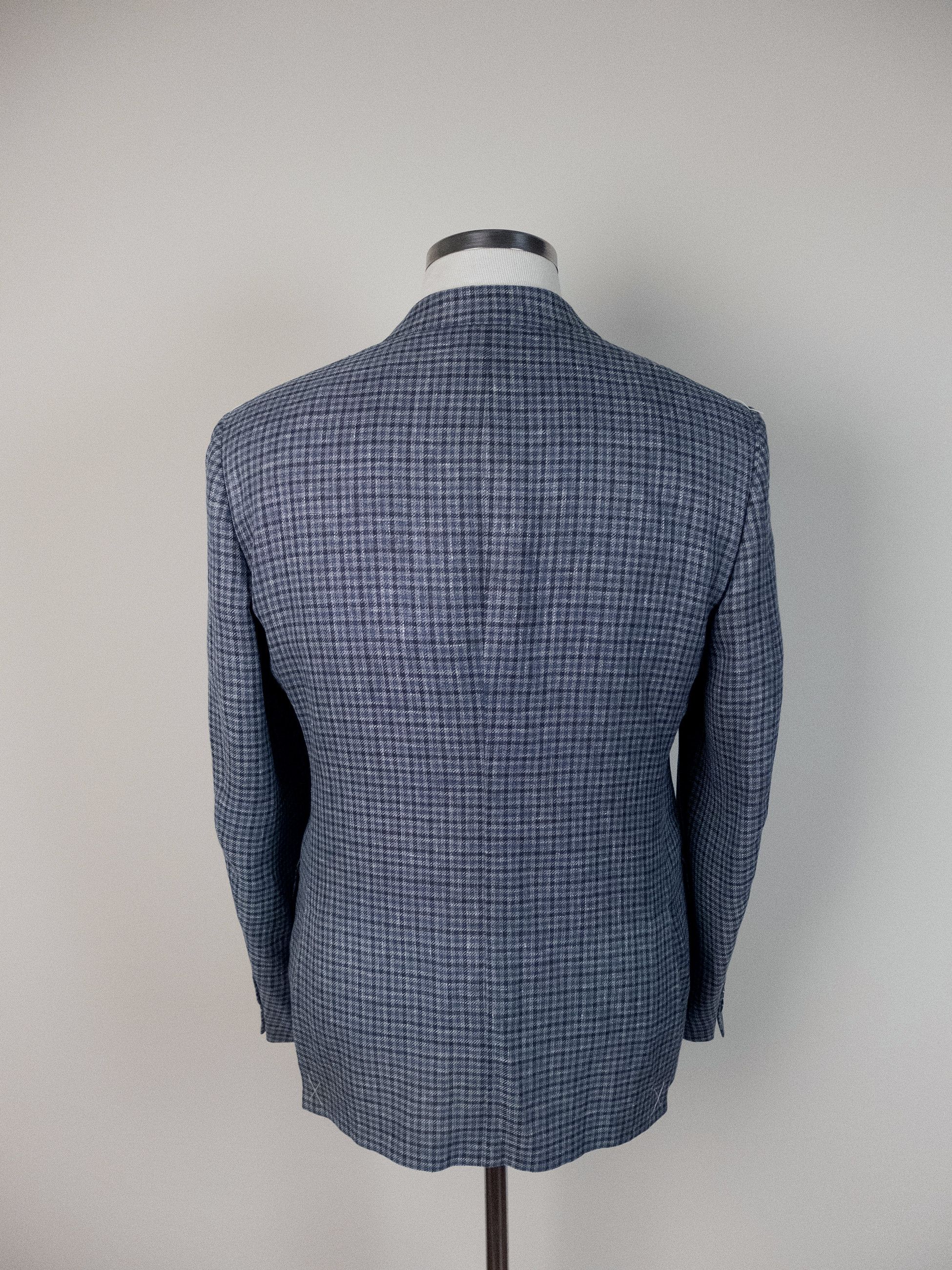 Ermenegildo Zegna ERMENEGILDO ZEGNA gray gingham linen wool silk sportcoat Size 40R - 2 Thumbnail