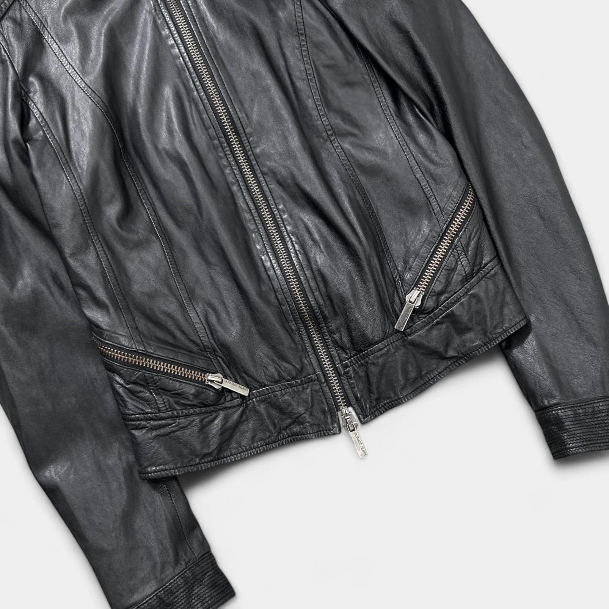 Armani Armani Jeans Avant-Garde Black Leather Jacket Size US S / EU 44-46 / 1 - 2 Thumbnail