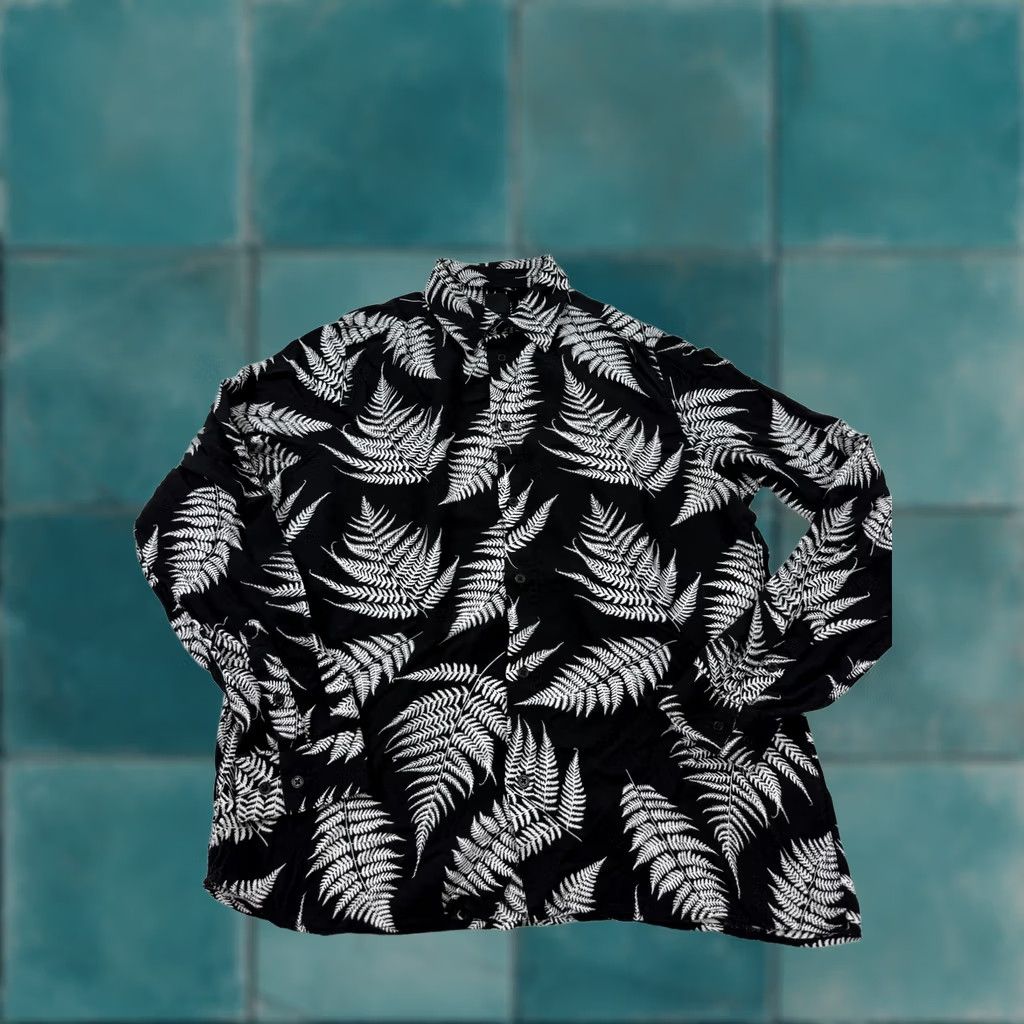 H&M H&M Shirt Mens Medium Black Tropical Fern Print Long Sleeve Button Front Casual Size US M / EU 48-50 / 2 - 1 Thumbnail