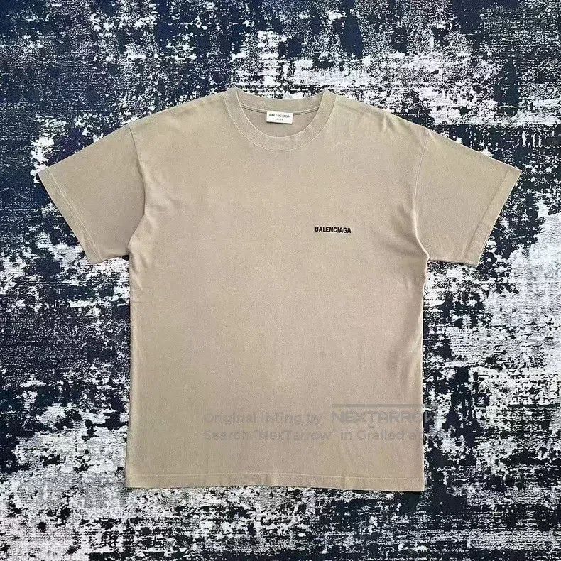 Balenciaga Balenciaga Letter Logo Short Sleeve T-Shirt - Light Brown Size US L / EU 52-54 / 3 - 1 Thumbnail