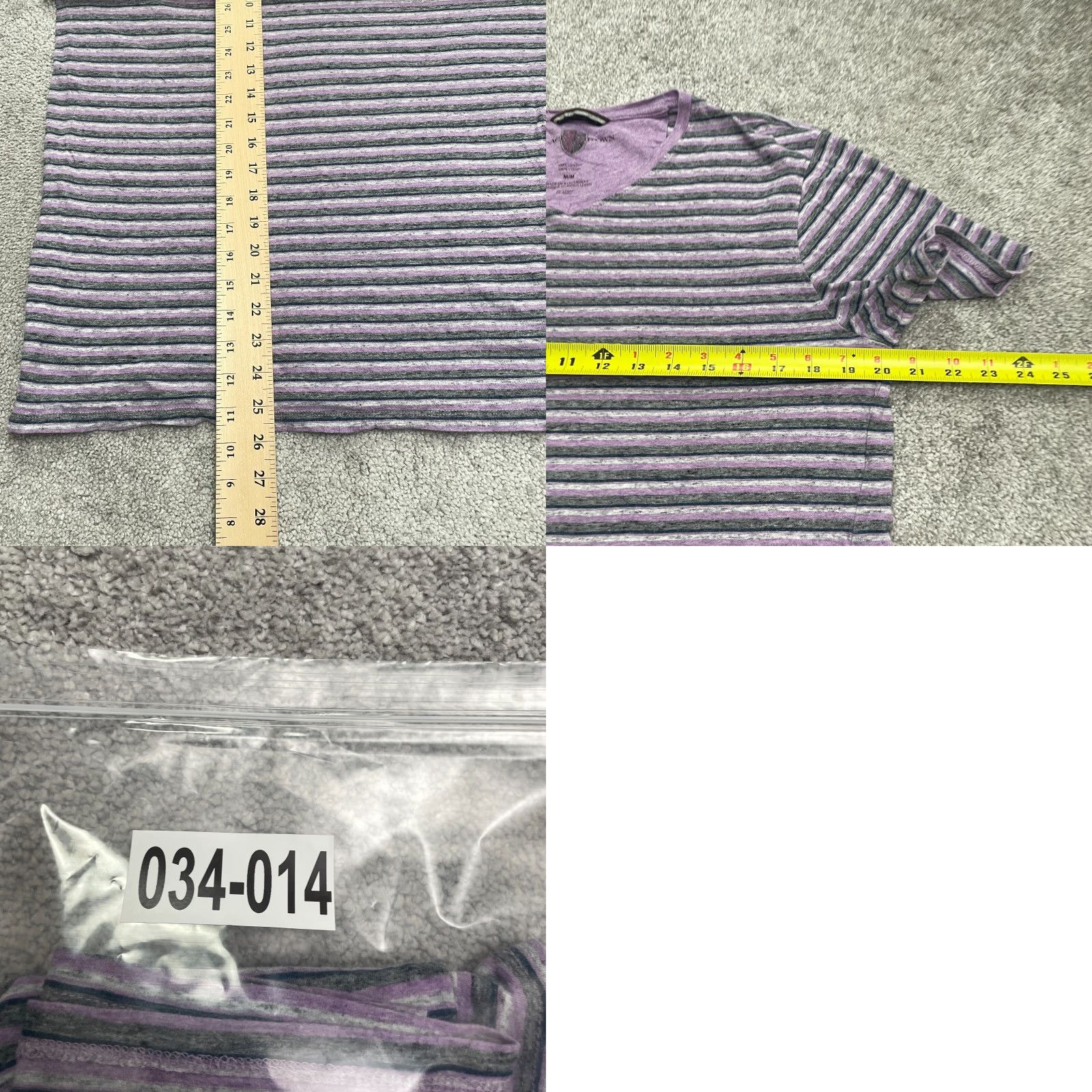 Vintage Black Brown 1826 T-Shirt Mens Medium Purple Gray Stripe V-Neck Cotton Casual Tee Size US M / EU 48-50 / 2 - 8 Thumbnail