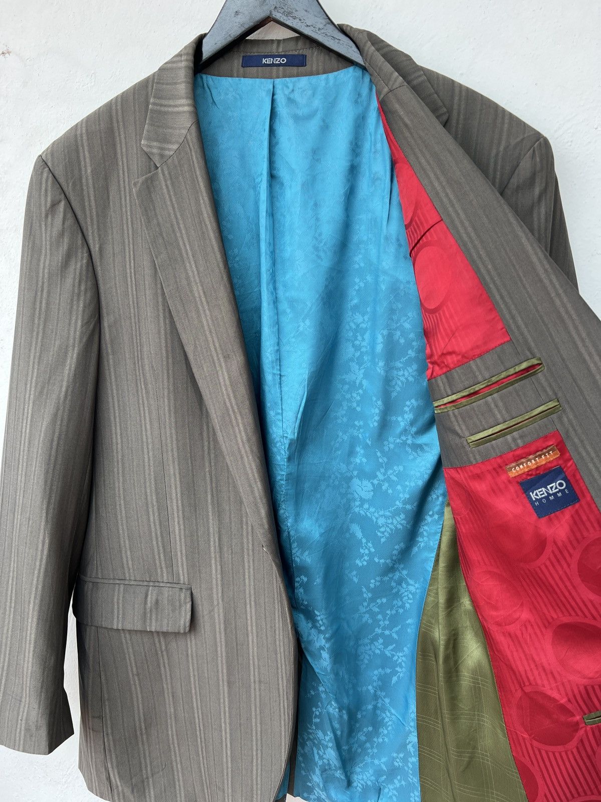 Kenzo Kenzo Homme Vintage Grey Striped Wool-Silk Blazer XL Size 46R - 8 Thumbnail