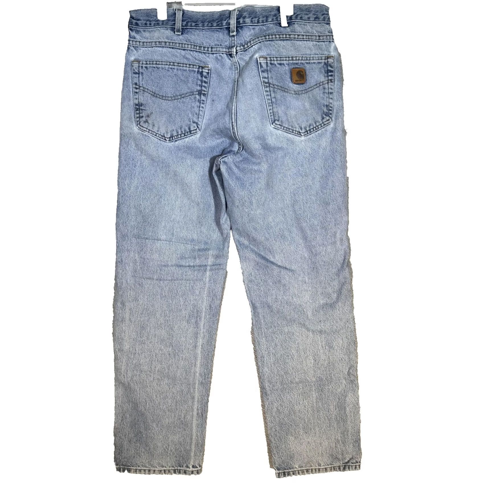 Carhartt VINTAGE Carhartt Jeans Mens 36x32 Blue Relaxed Fit Light Wash Workwear Denim Zip Fly Size US 36 / EU 52 - 2 Thumbnail