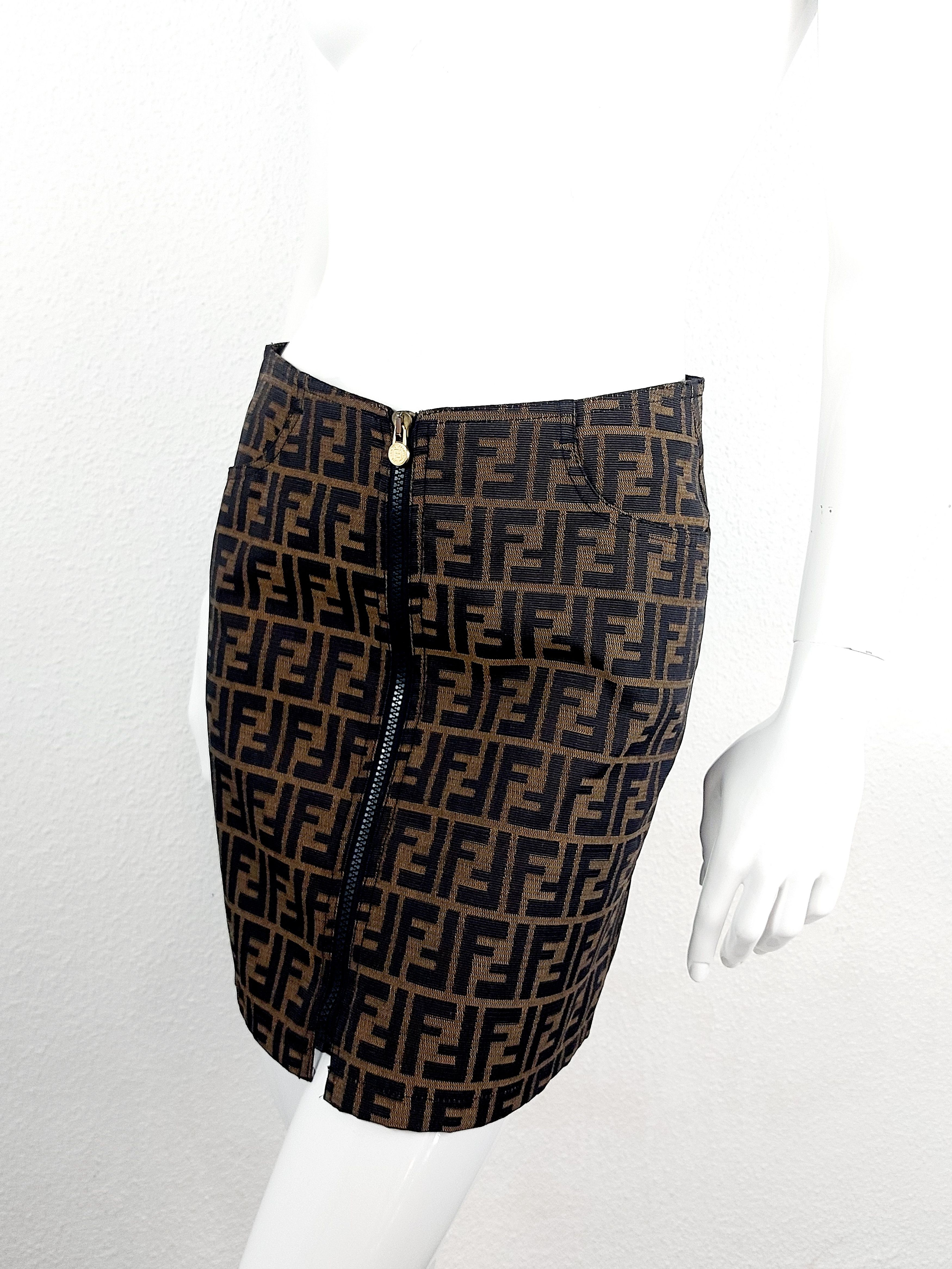 Fendi Fendi Zucca FF Archive Monogram FF 90’s Mini Pencil Skirt Size 27" / US 4 / IT 40 - 3 Thumbnail