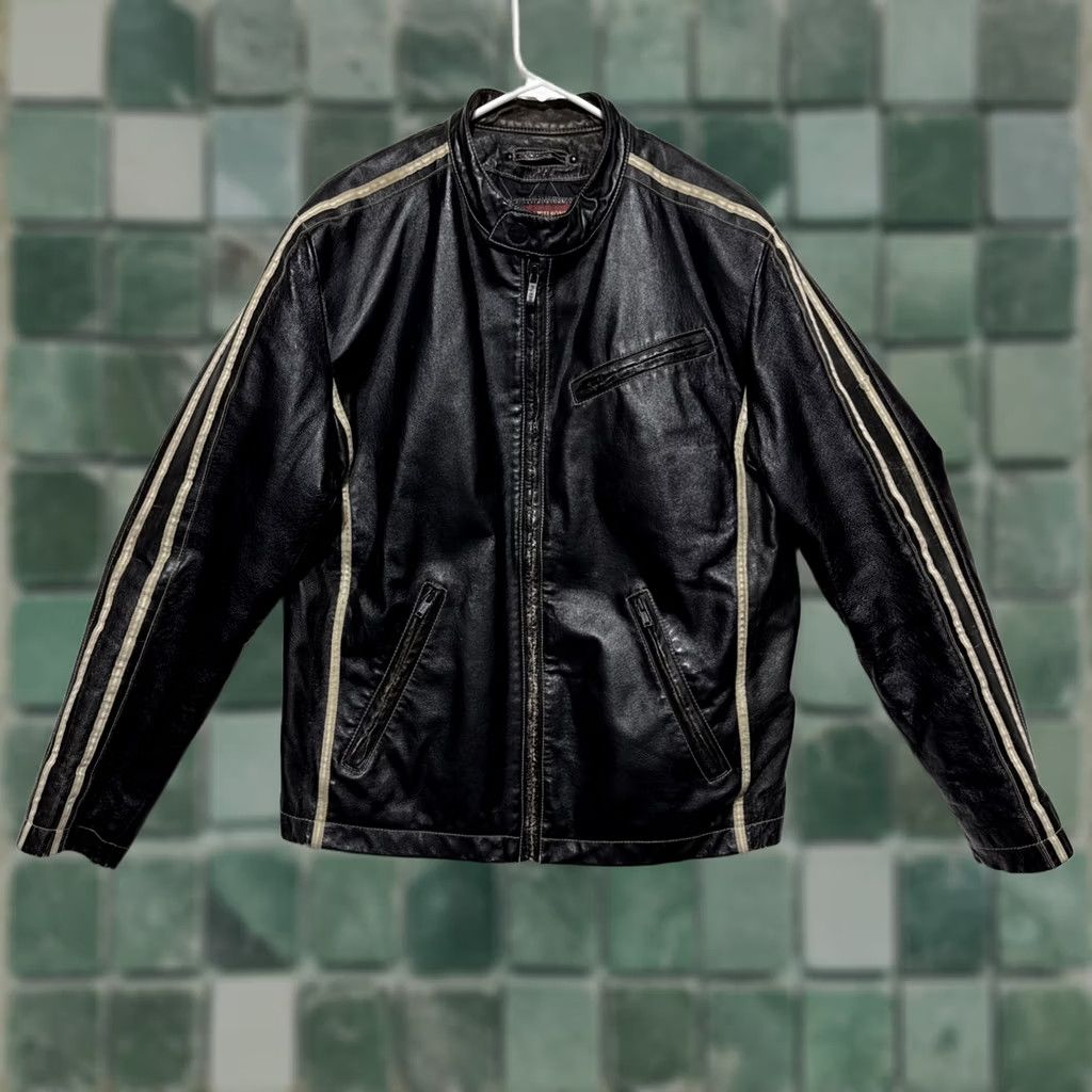 Gucci × Vintage AW2004 Gucci Black Cafe Moto Biker Leather Jacket