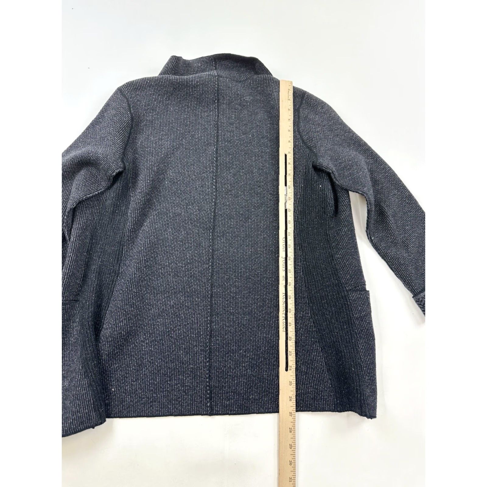 Vintage Damask Cardigan Sweater Women’s S Open Gray Herringbone Ribbed Classic Preppy Confident Casual Size S / US 4 / IT 40 - 6 Thumbnail
