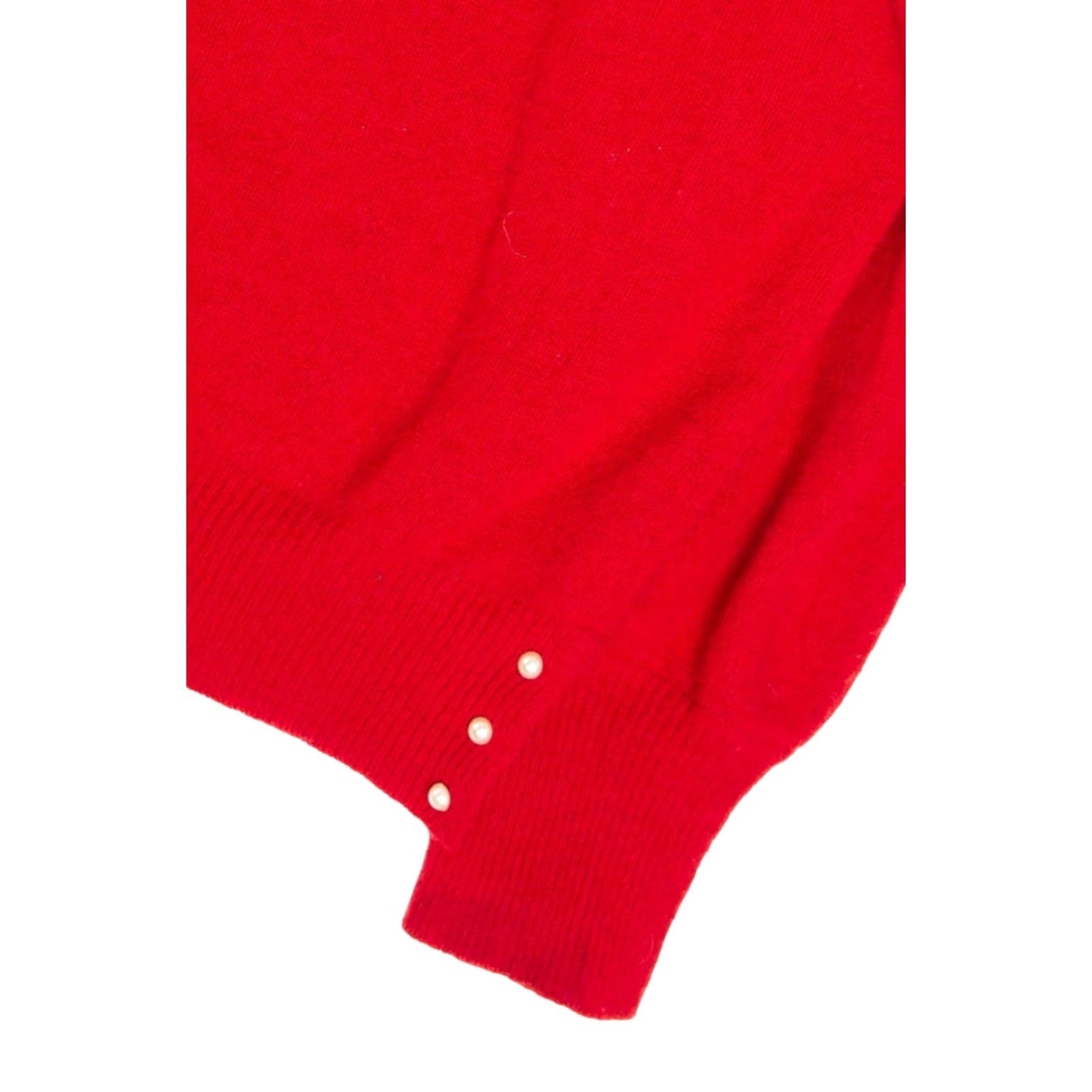 Vintage VINTAGE Susann D Red 3X Wool Angora Rabbit Hair Nylon Pearl Detail Bishop Sleeve Sweater Mens Womens Girls Boys Size XXL / US 16-18 / IT 52-54 - 2 Thumbnail