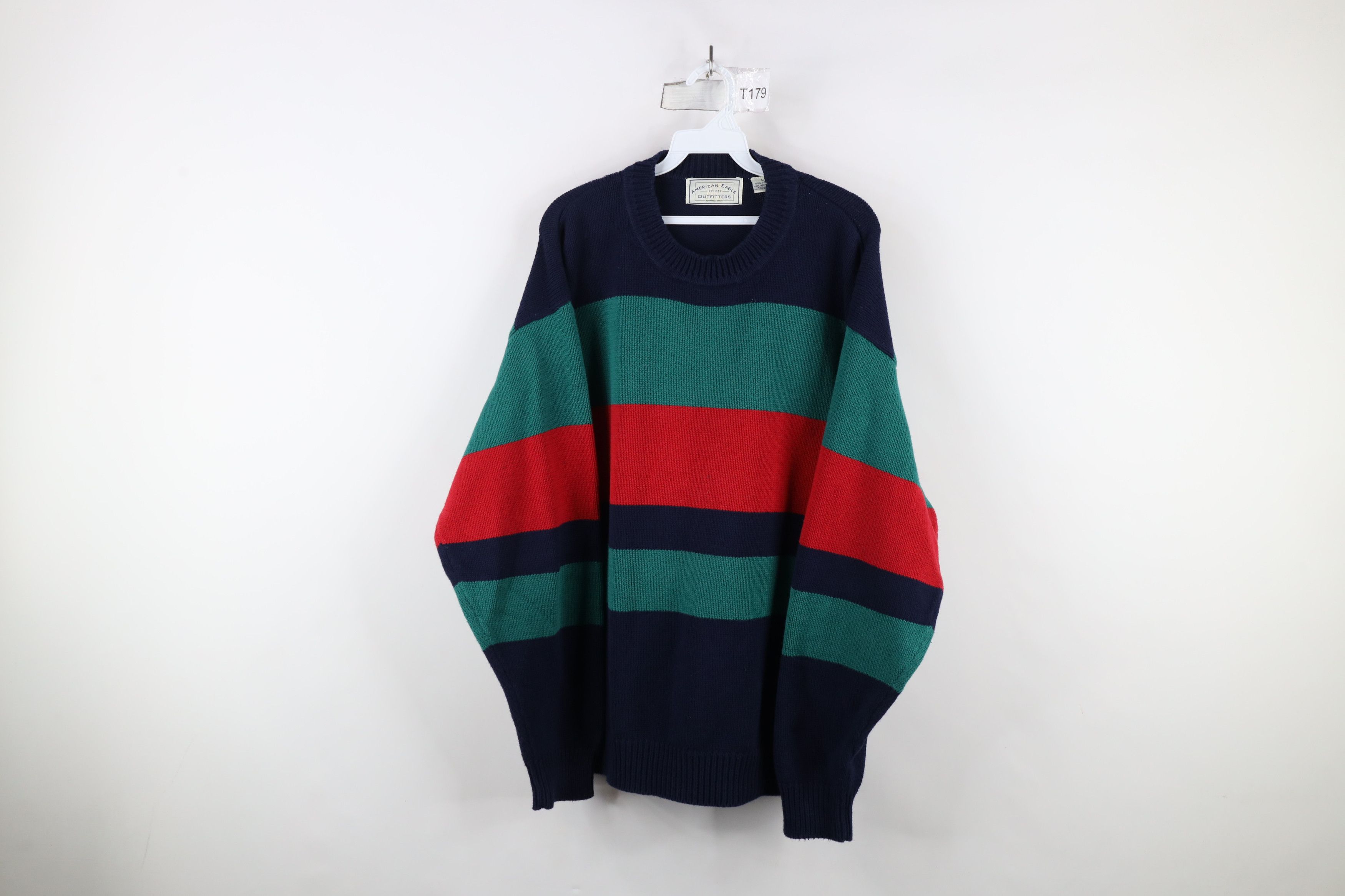 American Eagle Outfitters × Vintage Vintage 90s American Eagle Outfitters Block Knit Sweater Size US L / EU 52-54 / 3 - 1 Thumbnail