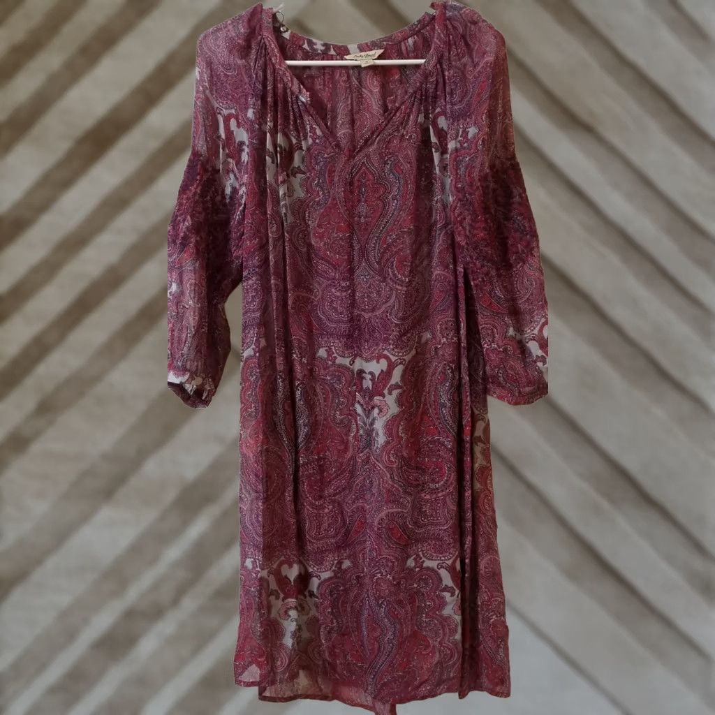 Lucky Brand Lucky Brand Women's Sheer Purple Paisley Tunic Mini Dress Size S Size S / US 4 / IT 40 - 1 Thumbnail