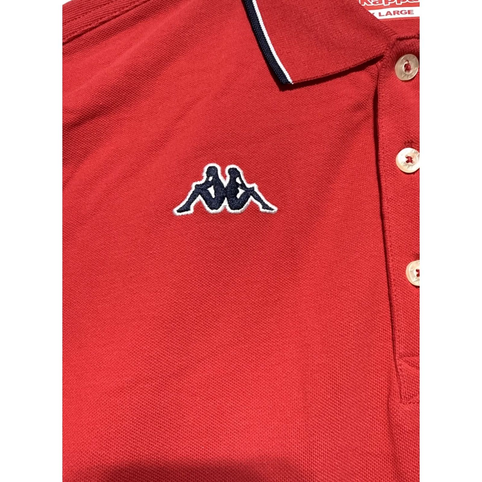 Kappa Kappa Men's Logo Polo Shirt Red XL Short Sleeve Button Collared Cotton Classic Regular Golf Tennis Walking Size US XL / EU 56 / 4 - 2 Thumbnail