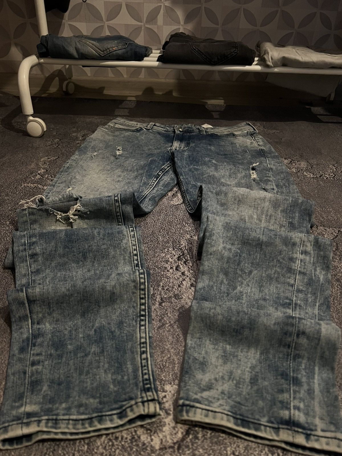 Japanese Brand Slim Relaxed Skinny Shredded Jean Glamour Number Nine Style Size US 31 - 3 Thumbnail
