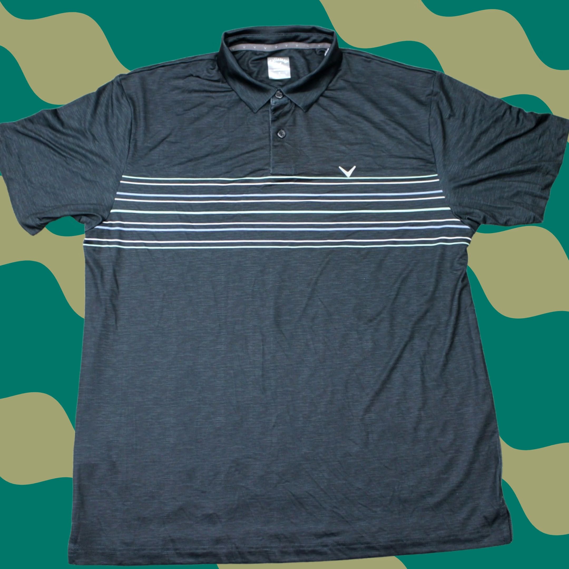 Callaway Callaway Opti-Dri Polo Shirt Mens Large Black Striped Short Sleeve Golf Shirt Shipped Next Business Day Size US L / EU 52-54 / 3 - 1 Thumbnail