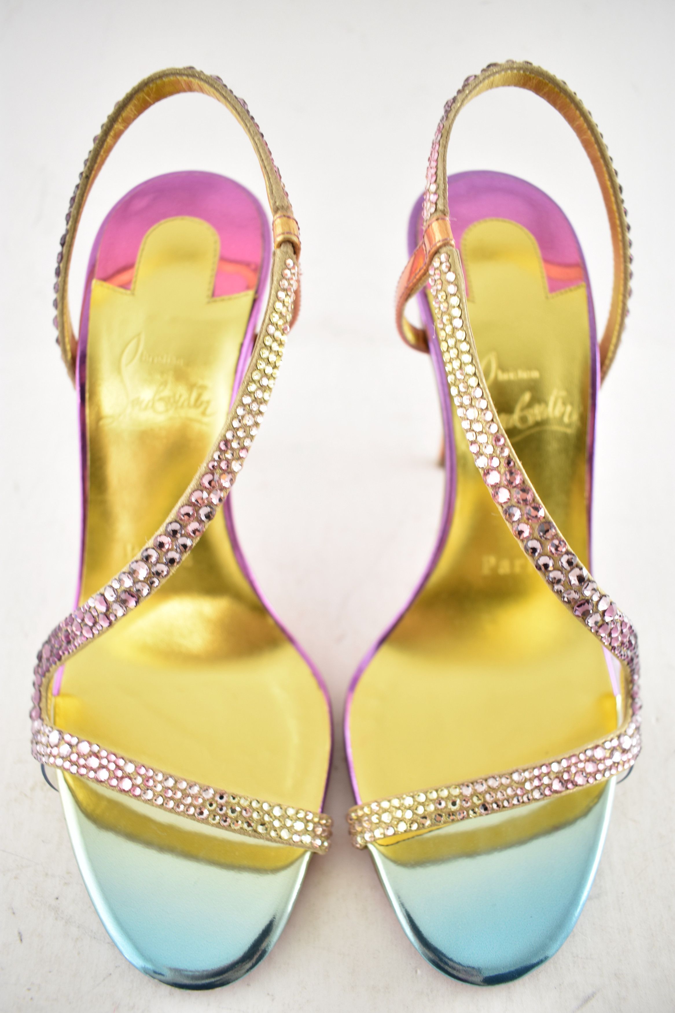 Christian Louboutin Rosalie Strass Boreal 100 Ankle Strap Sandal Heel Pump 36.5 Size US 6.5 / IT 36.5 - 8 Thumbnail