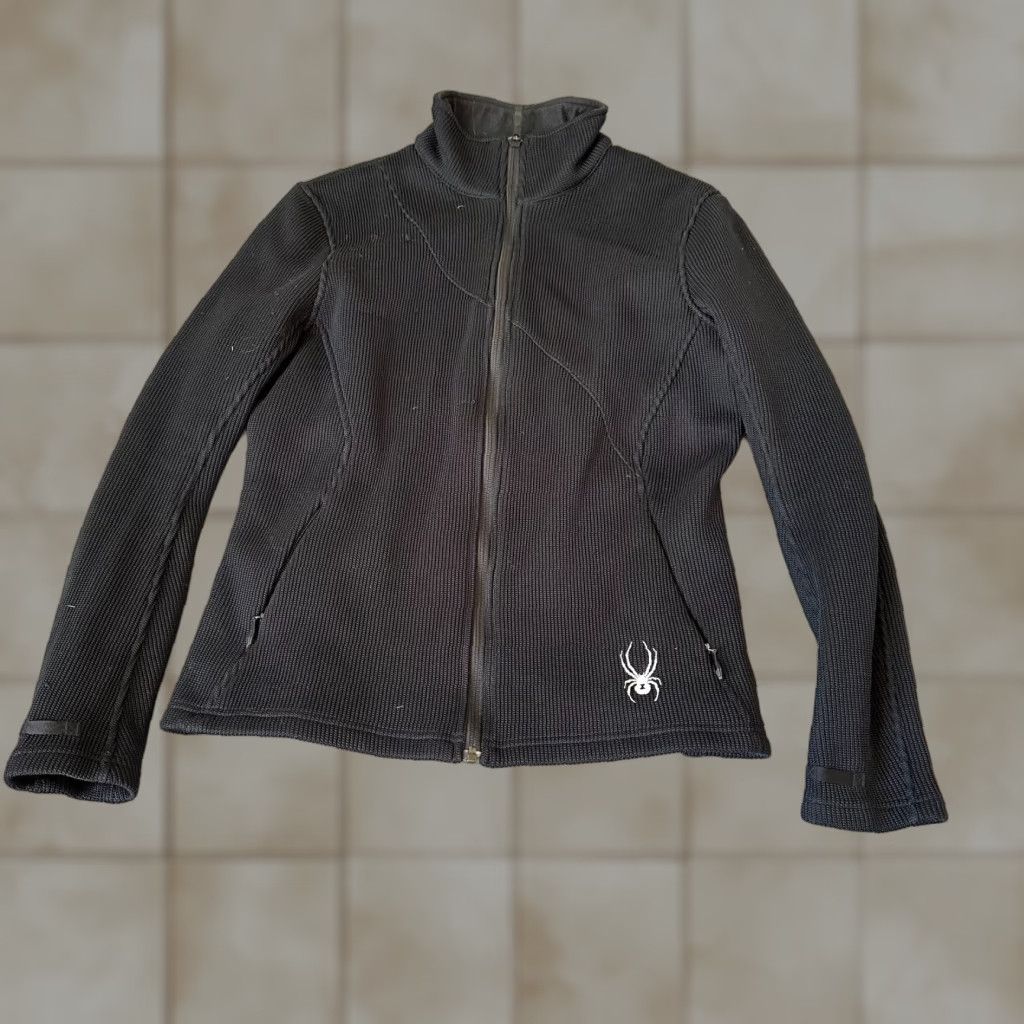 Spyder VINTAGE Spyder Sweatshirt Full Zip Ladies 14 Black Knit Fleece Mock Neck 80s 90s Pockets Size XL / US 12-14 / IT 48-50 - 1 Thumbnail