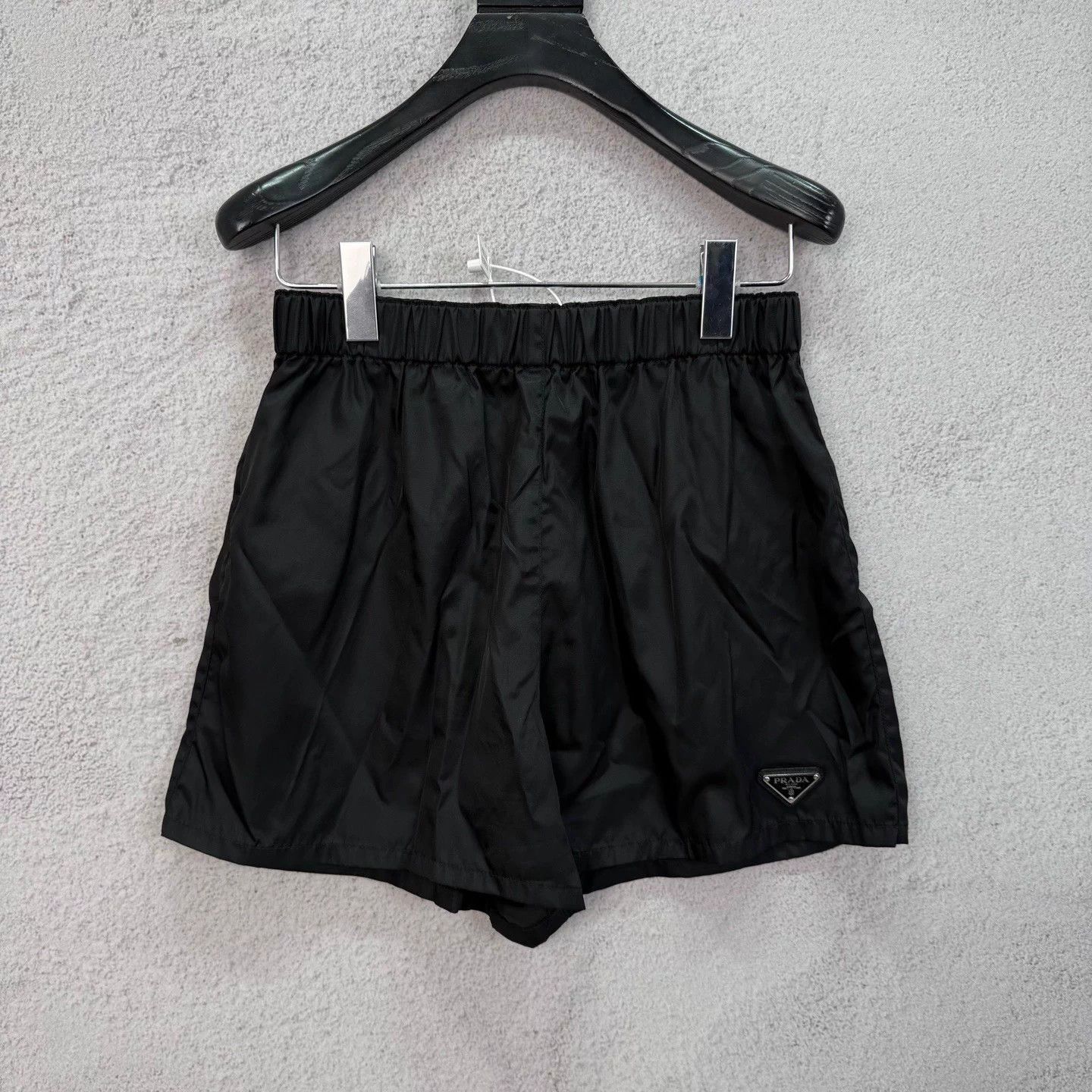 Prada Prada Women's Black Nylon Triangle Logo Shorts Size 42 Size 28" / US 6 / IT 42 - 1 Thumbnail