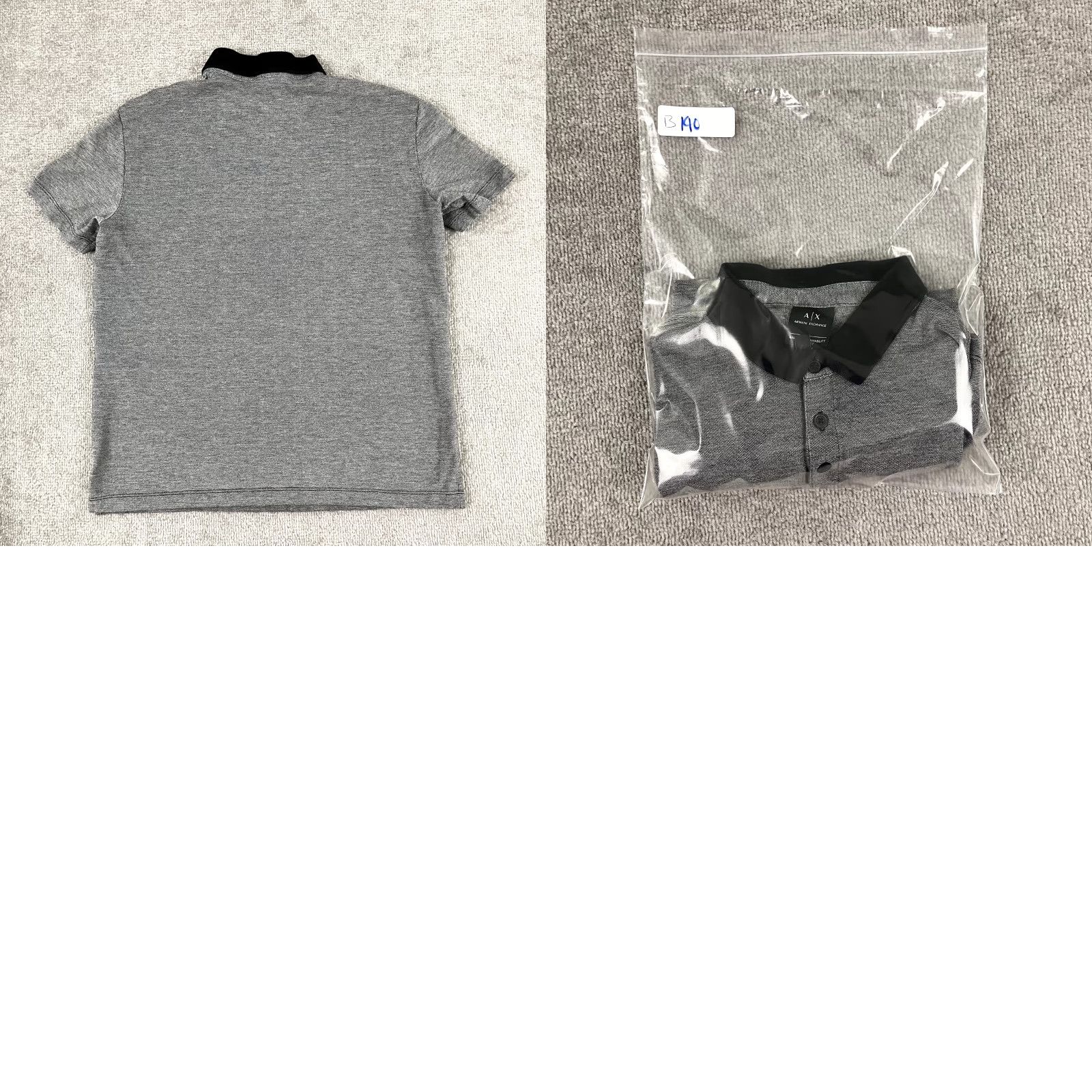 Armani Exchange ARMANI EXCHANGE Polo Shirt Men Large Gray You Me Us Contrast Collar Short Sleeve Size US L / EU 52-54 / 3 - 8 Thumbnail