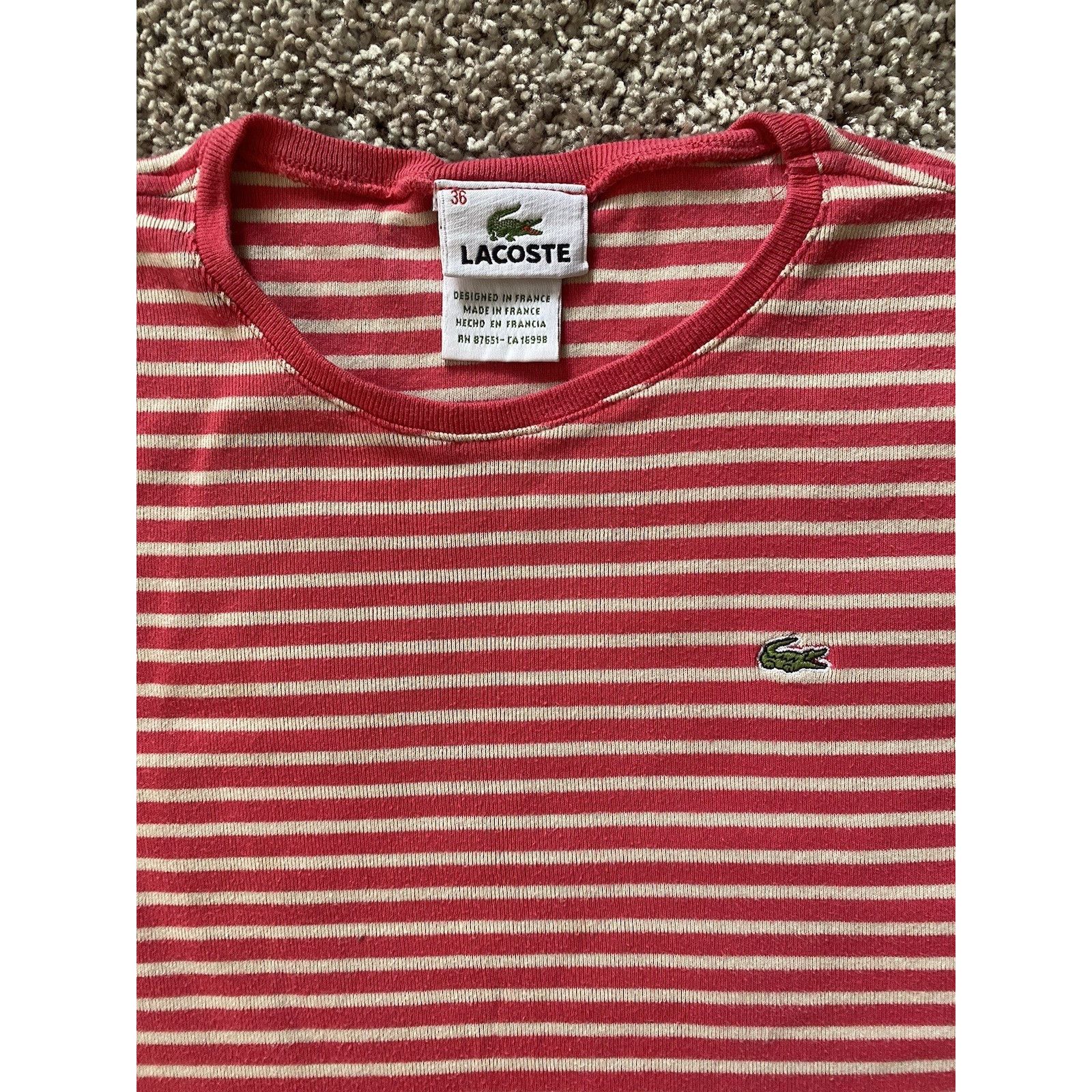 Lacoste Lacoste stripe knit crewneck wm shortsleeve top Size XS / US 0-2 / IT 36-38 - 3 Thumbnail