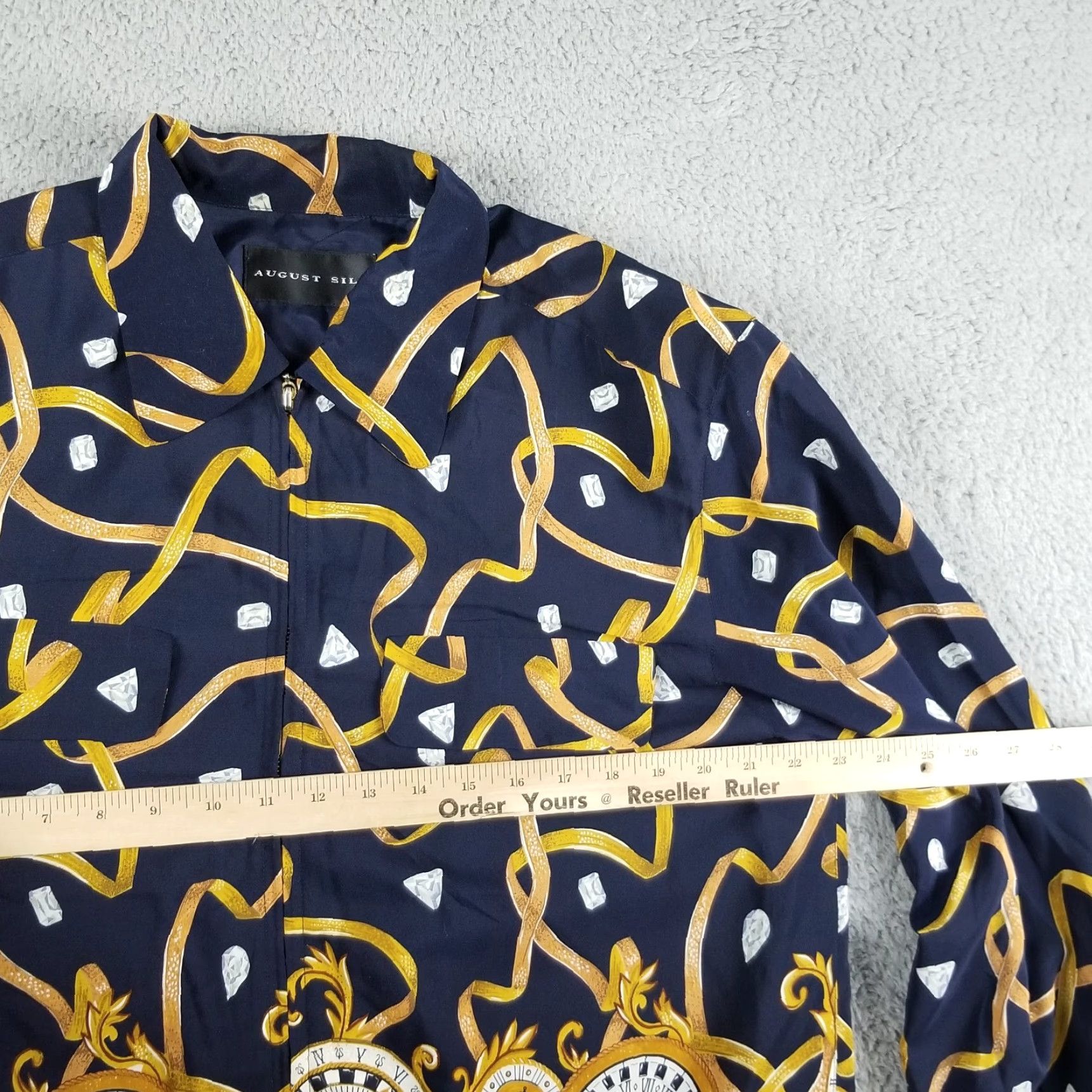 Vintage VINTAGE August Silk Bomber Jacket Geometric Clock Diamond Matching Shirt Blouse Medium Blue Unisex Adults PME-? Size M / US 6-8 / IT 42-44 - 6 Thumbnail