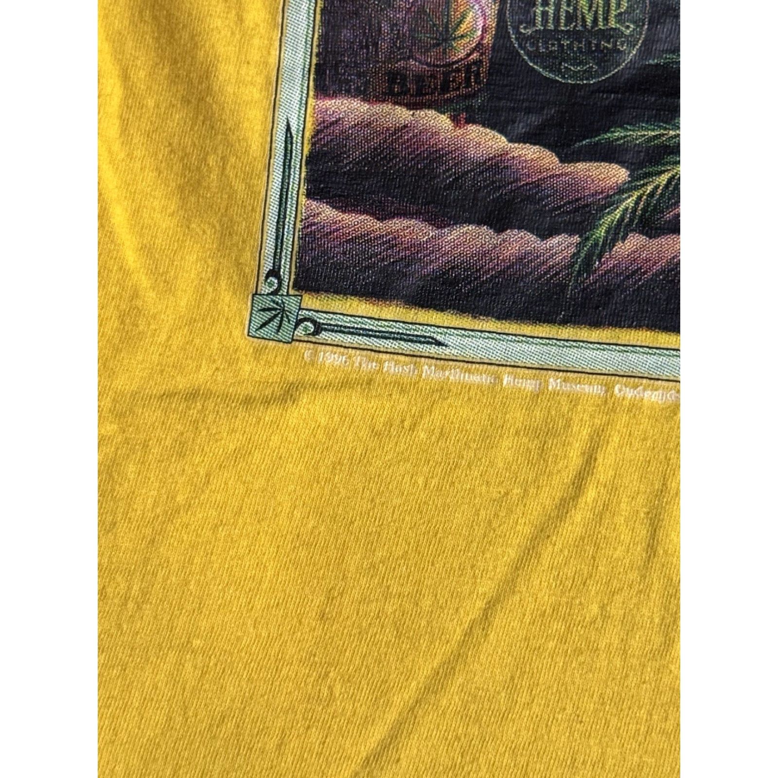 Vintage VINTAGE The Hash Marihuana Hemp Museum Amsterdam T Shirt 2XL Mens Yellow Hemp 1990s 90s Logo Joy Santino Shirt Size US XXL / EU 58 / 5 - 4 Thumbnail