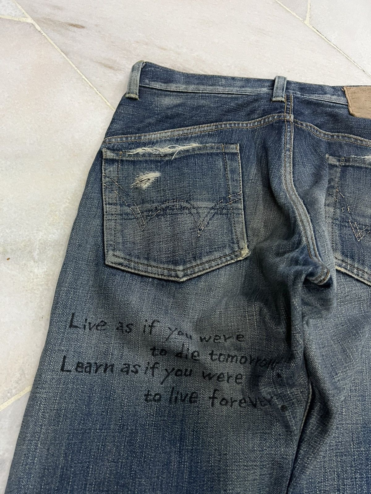 Edwin × If Six Was Nine 💥Baggy💥Vintage Edwin 505 Distressed Selvedge Jean Size US 32 / EU 48 - 13 Thumbnail