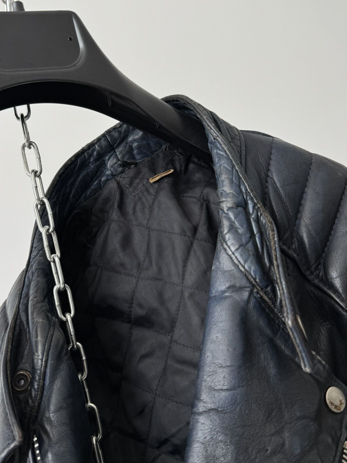 Vintage 1970s Vintage Moto Faded Navy Leather Jacket Size US M / EU 48-50 / 2 - 5 Thumbnail