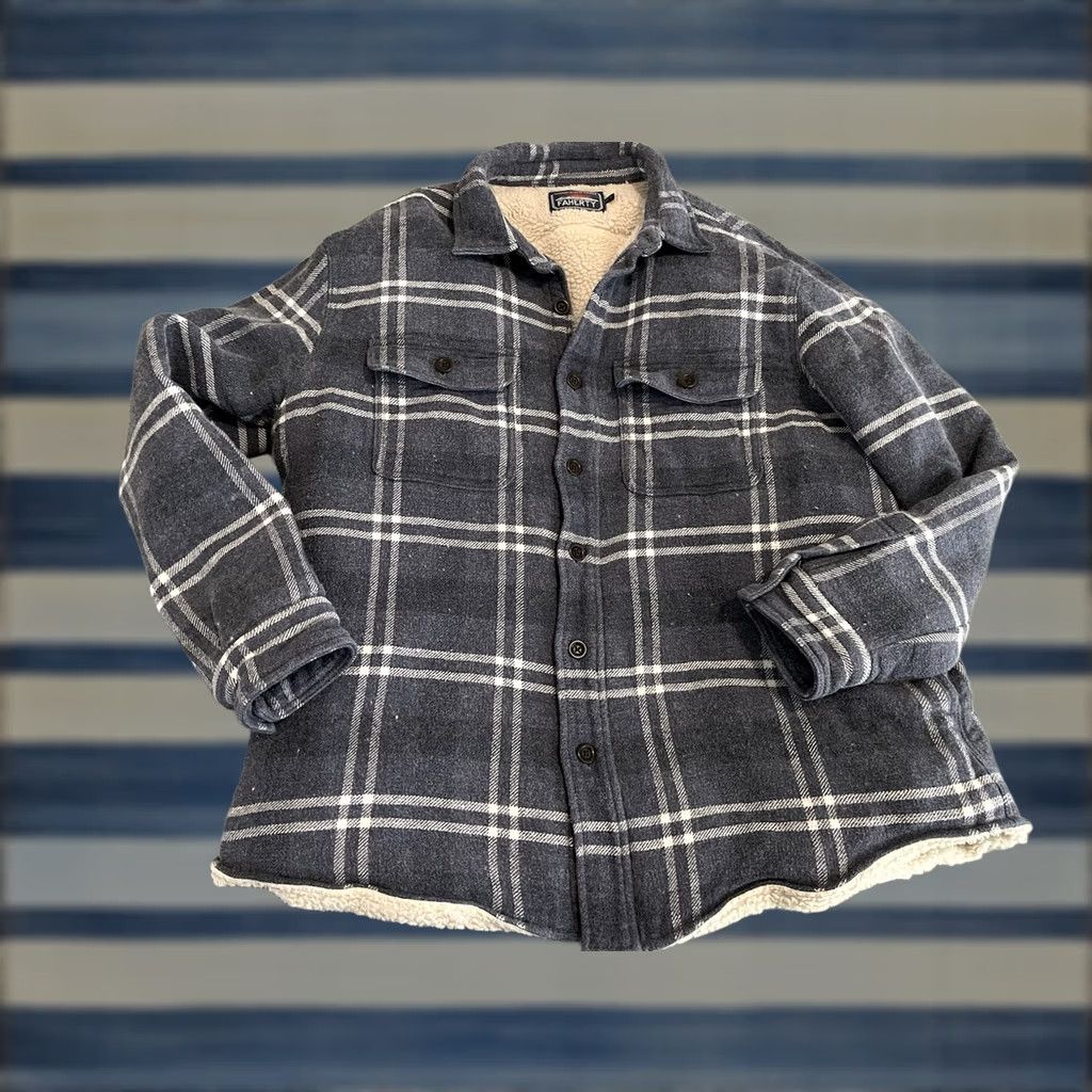 Faherty Faherty Shacket Jacket Plaid Cotton Wool Lined Thick Shirt Jacket 2XL Blue Mens Size US XXL / EU 58 / 5 - 1 Thumbnail