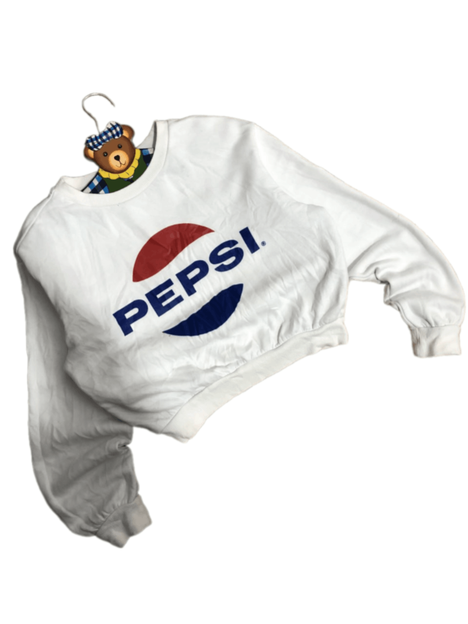 image of American College x Pepsi Vintage Pepsi University Crewneck Sweatshirt in White, Men's (Size XS)