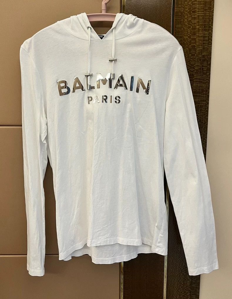 Balmain Balmain White Long Sleeve Hoodie for Men Size US S / EU 44-46 / 1 - 1 Thumbnail