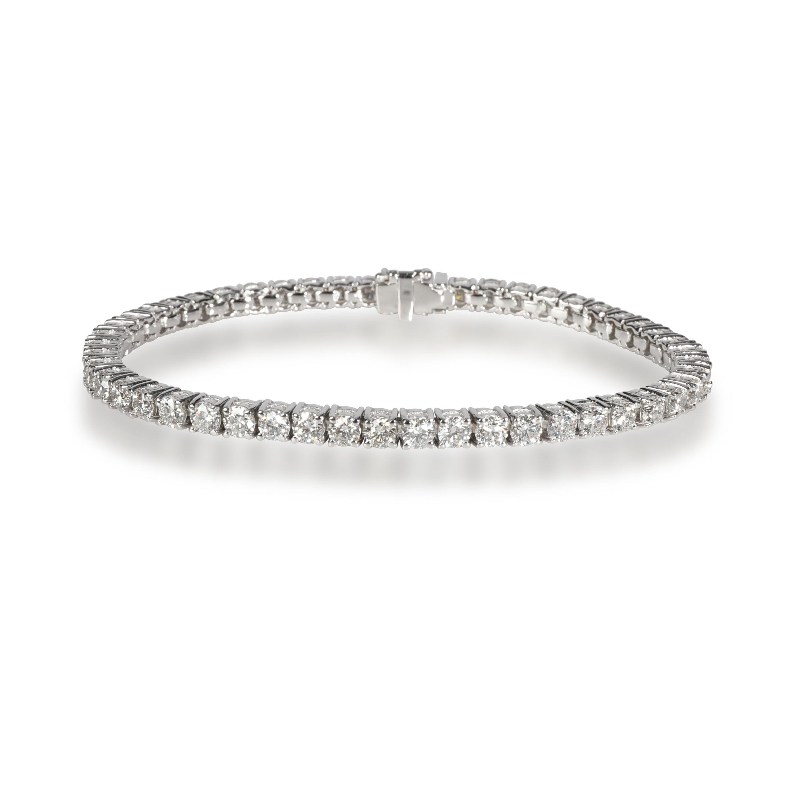 image of Tiffany Co Four Prong Diamond Tennis Bracelet In 14K White Gold 6.75 Ctw, Women's