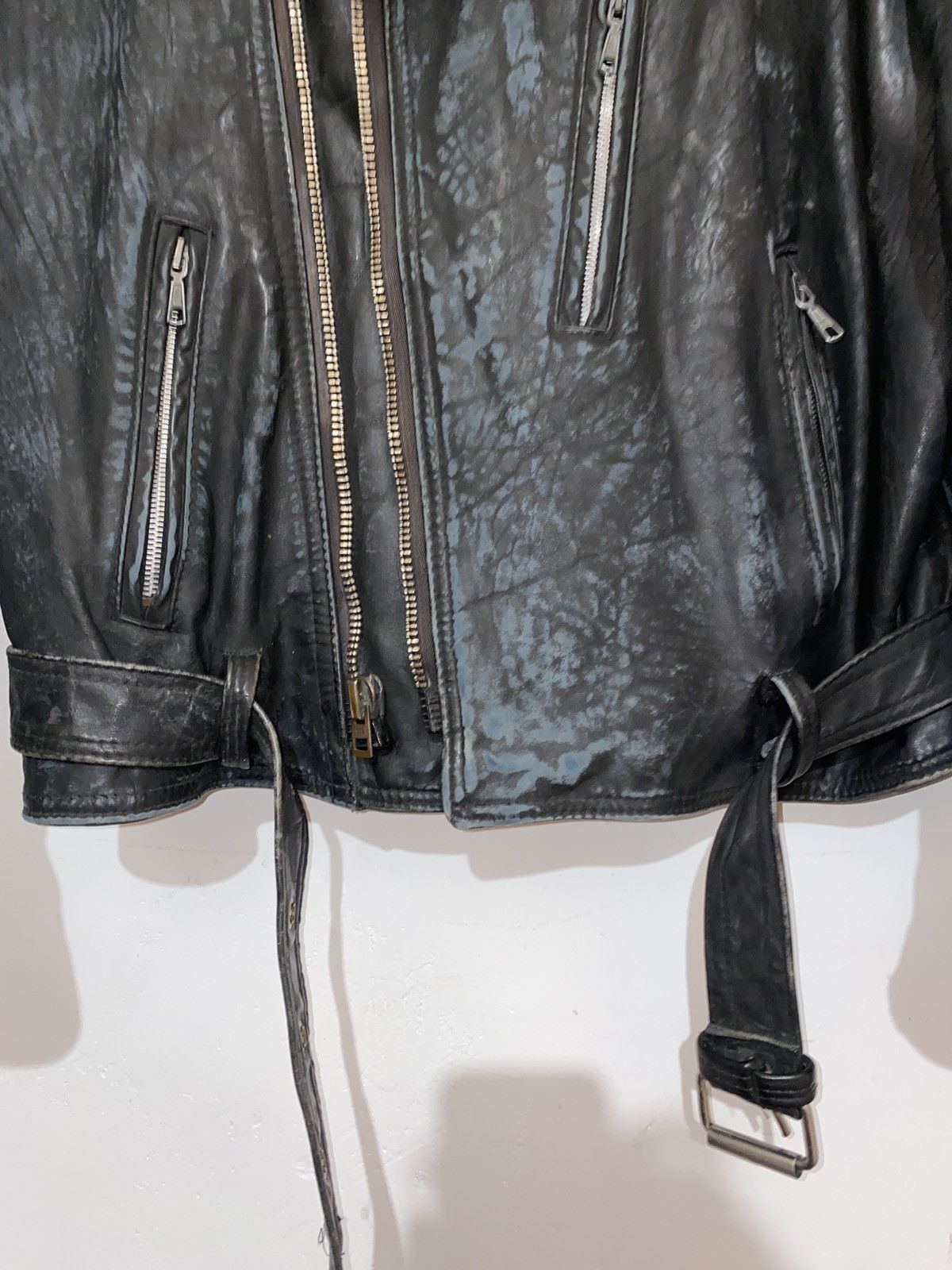 Vintage Rare Vintage True Punk Distressed Leather Biker Jacket Size US L / EU 52-54 / 3 - 5 Thumbnail