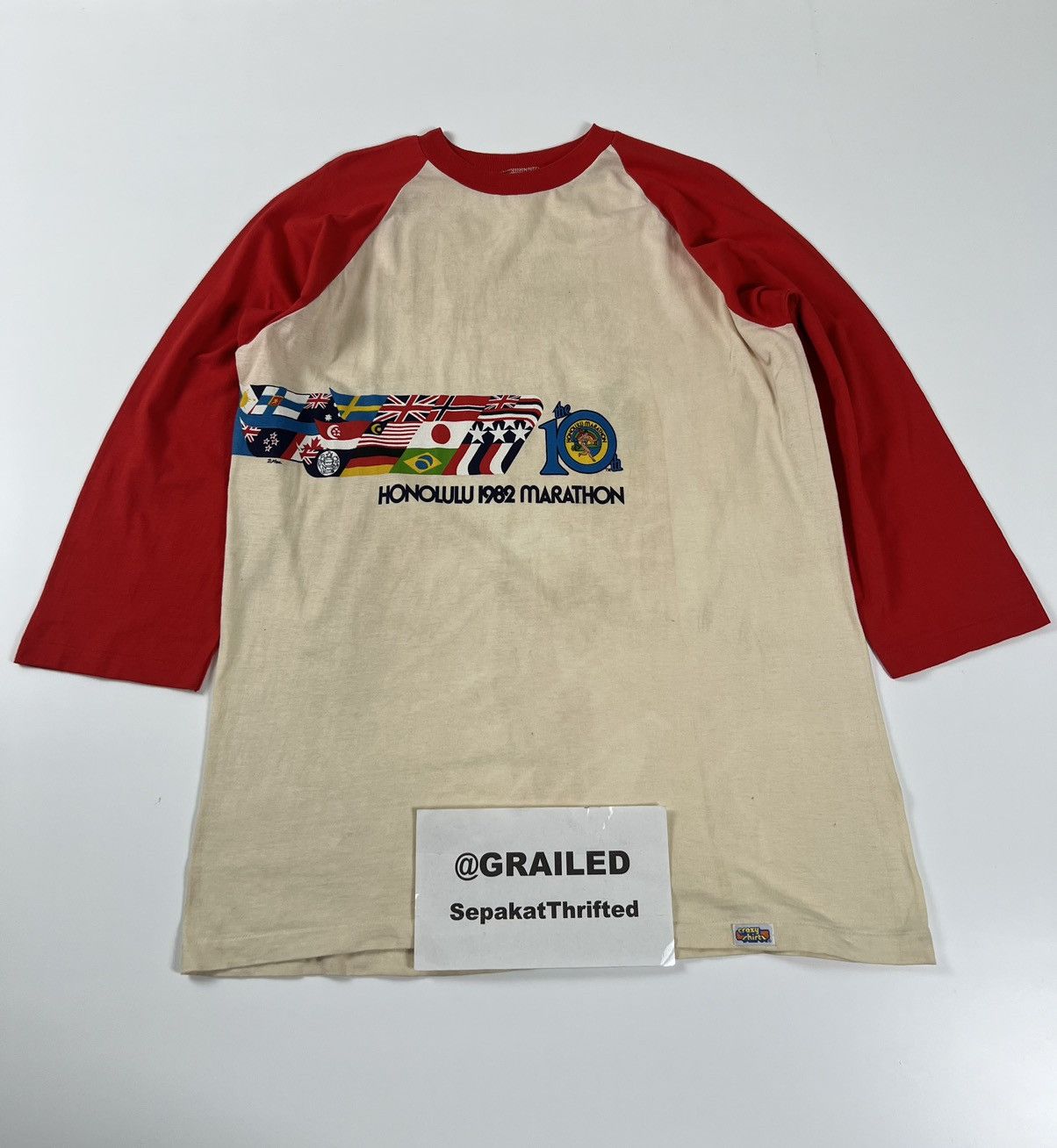 Vintage Vintage 1982 Honolulu Marathon Long Sleeve Tshirt Size US XL / EU 56 / 4 - 16 Thumbnail