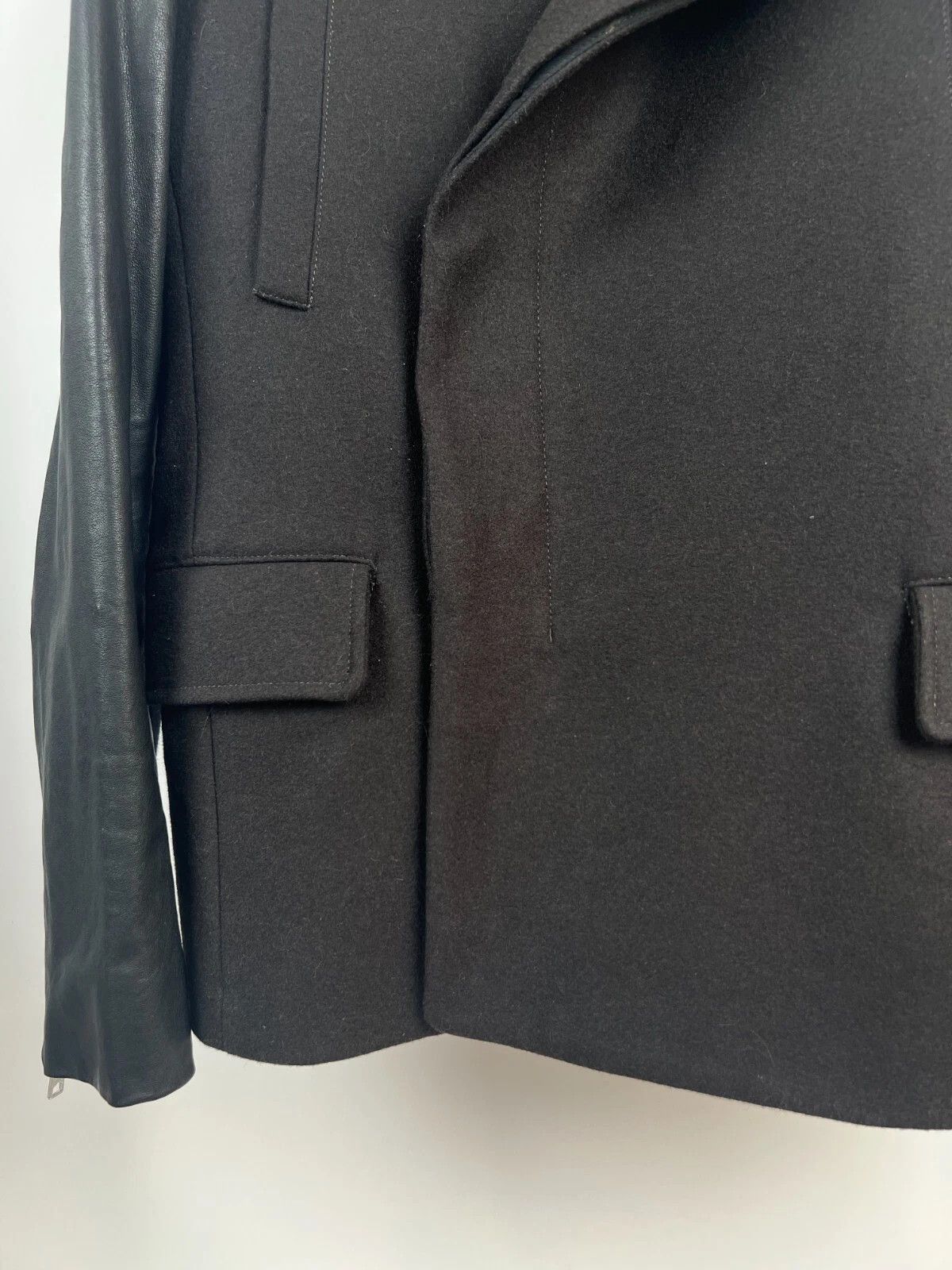 Allsaints Allsaints Wool Leather Dark Brown Major Pea Coat Jacket Size US M / EU 48-50 / 2 - 8 Thumbnail