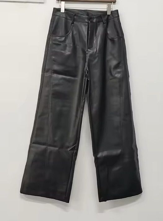 Jean Straight Wide Leg Pu Leather Casual Style Size US 31 - 6 Thumbnail