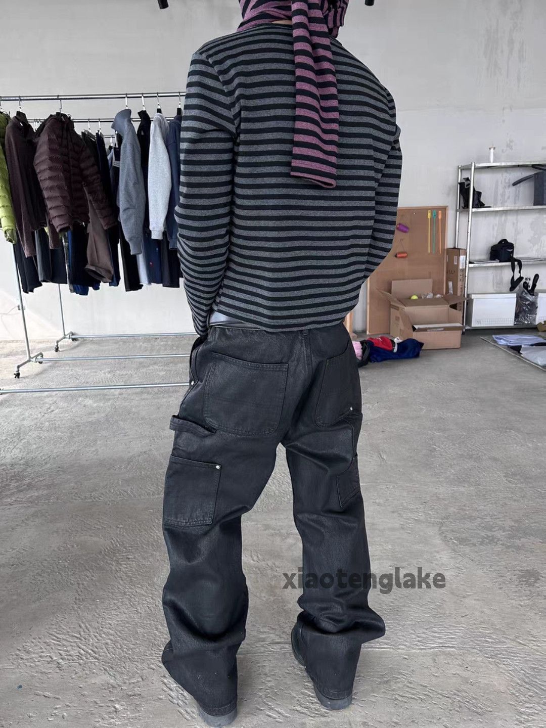 Jean xtl wax coated loose baggy hiphop carpenter punk jeans Size US 32 / EU 48 - 5 Thumbnail