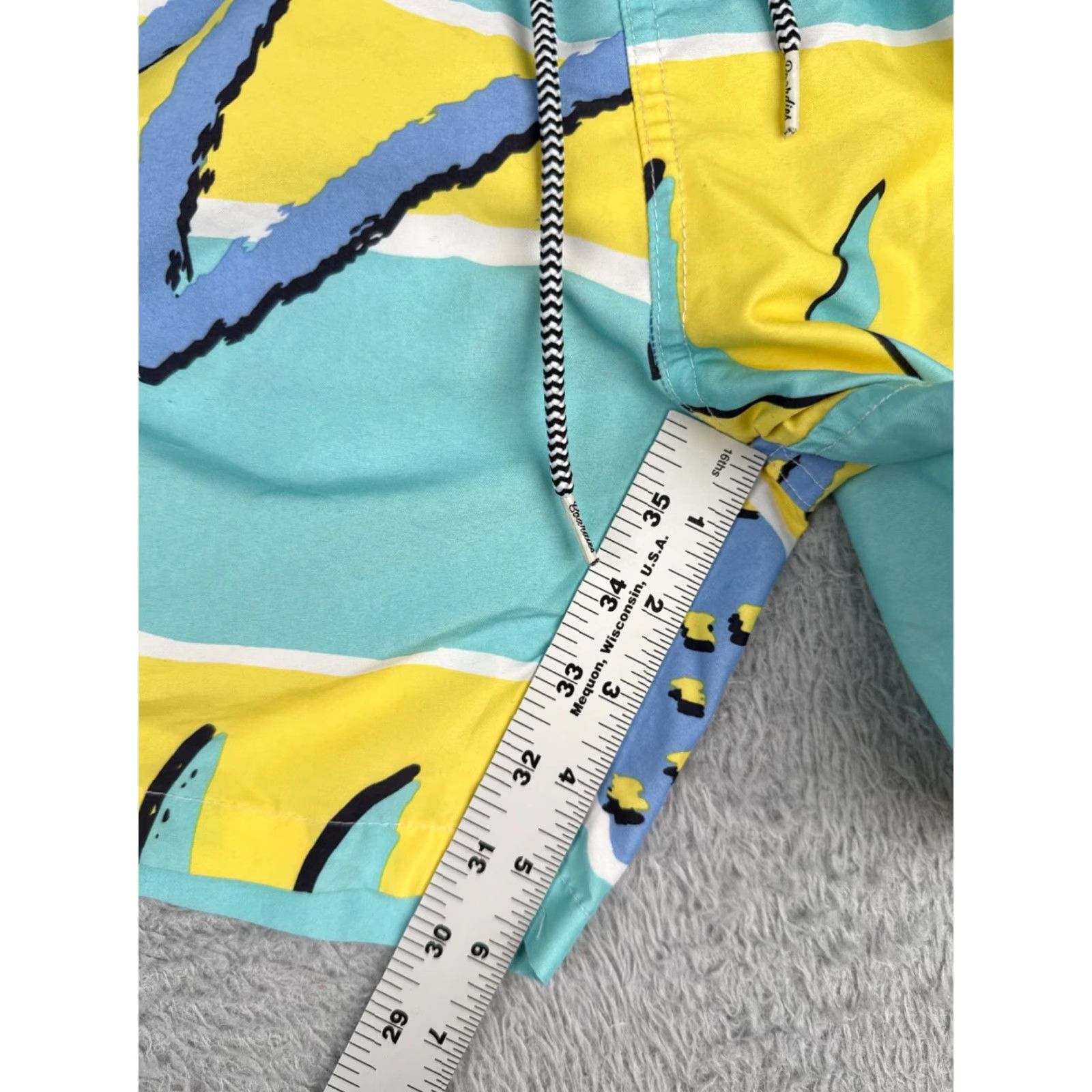 Vintage Boardies Shorts Womens Small Blue Yellow Lined Swim Run Beach Vacation 6" Size 32" / US 10 / IT 46 - 6 Thumbnail