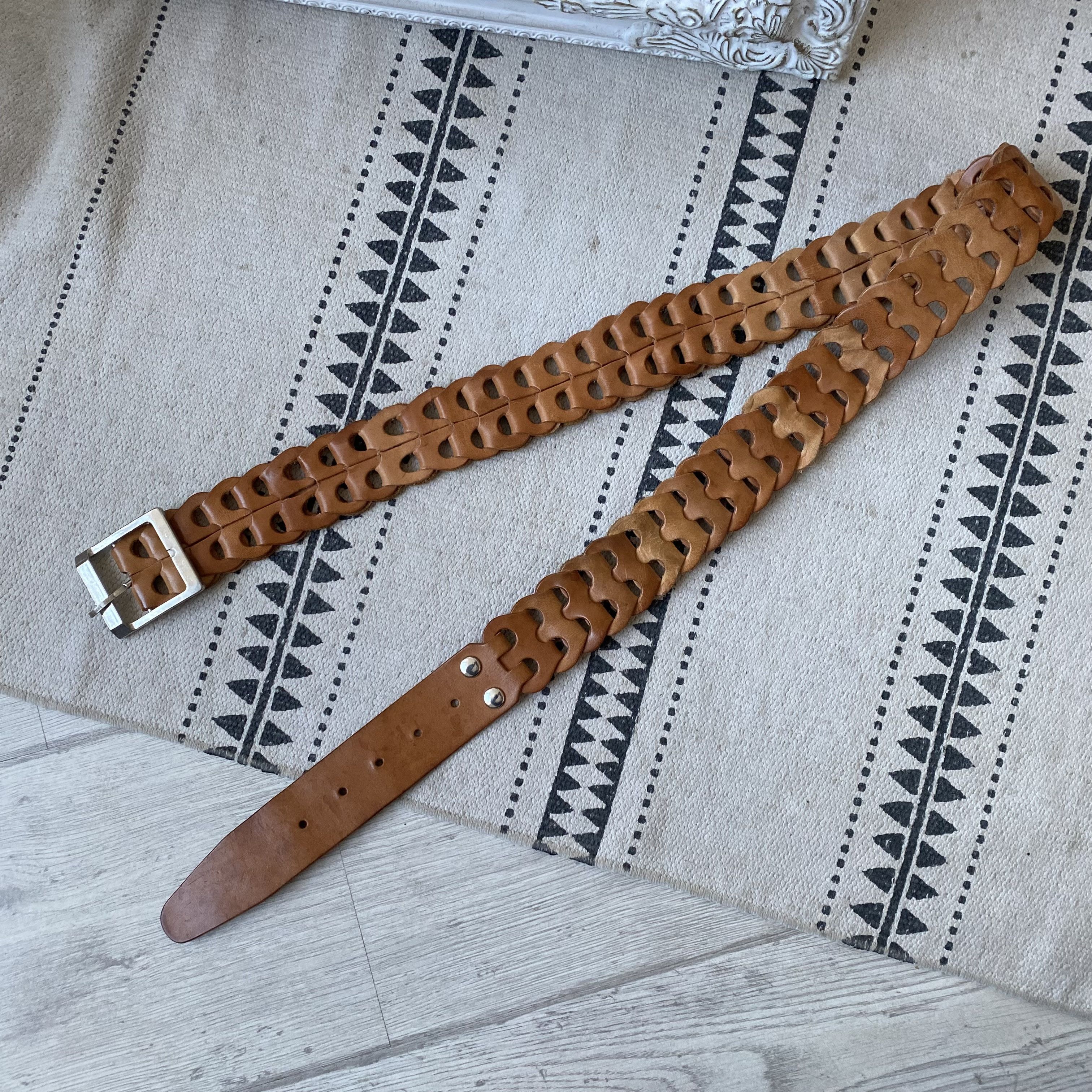 Cowboy Equipment Vintage Y2K leather belt american western style Size 36 - 3 Thumbnail
