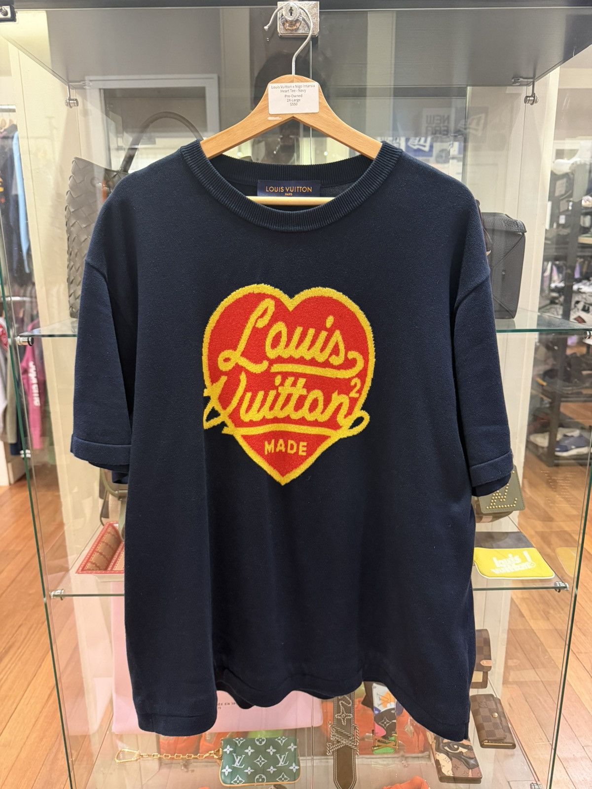 Louis Vuitton Louis Vuitton x Nigo Intarsia Heart Tee - Navy Size US XXL / EU 58 / 5 - 1 Thumbnail
