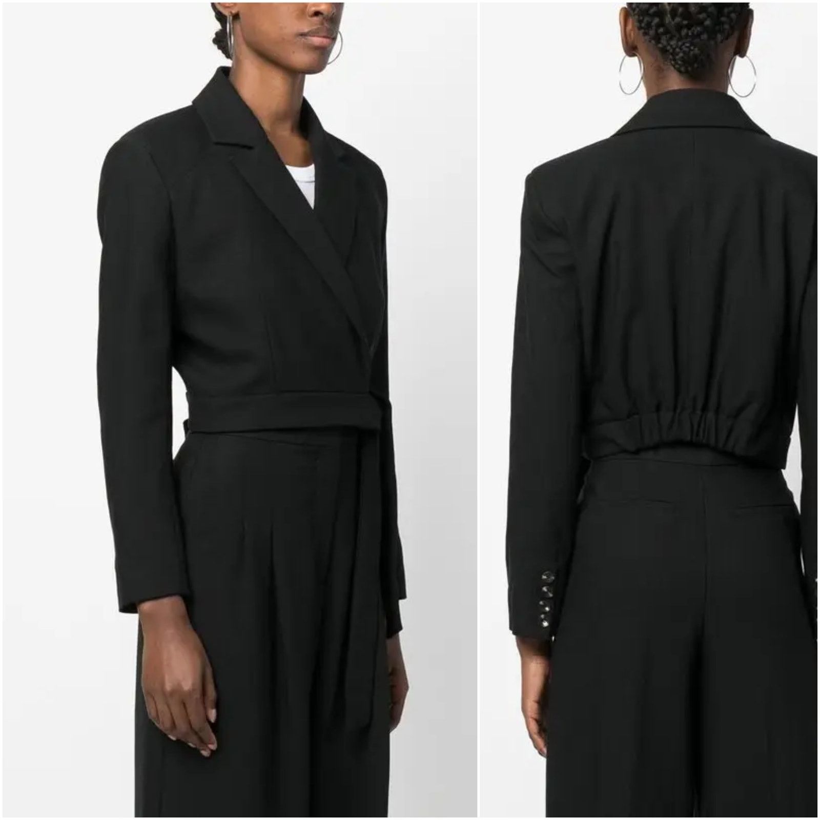 ba&sh BA&SH Cropped Wraparound Blazer Jacket in Black size Medium Size M / US 6-8 / IT 42-44 - 1 Thumbnail