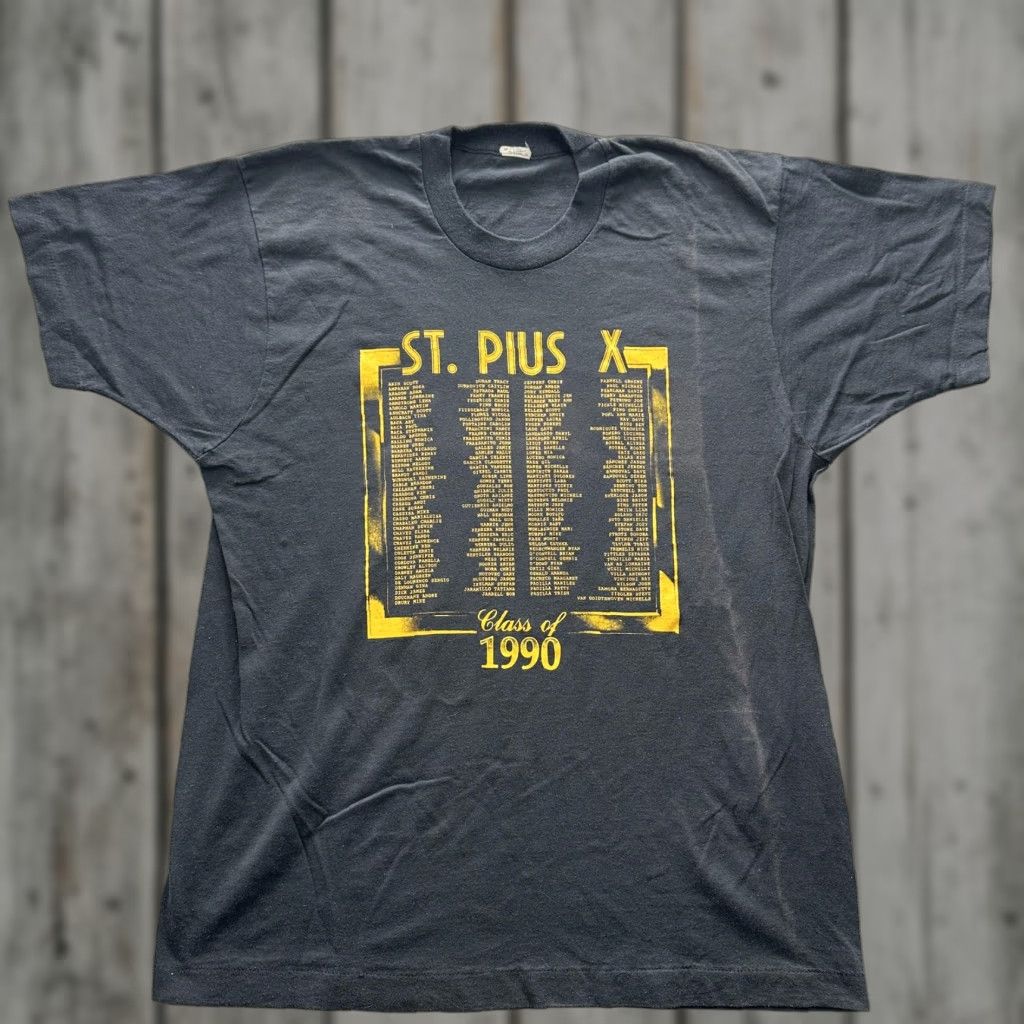 Vintage VINTAGE St Pius X Class Of 1990 Graphic Shirt Mens XL Black School Alumni 90s Size US XL / EU 56 / 4 - 1 Thumbnail