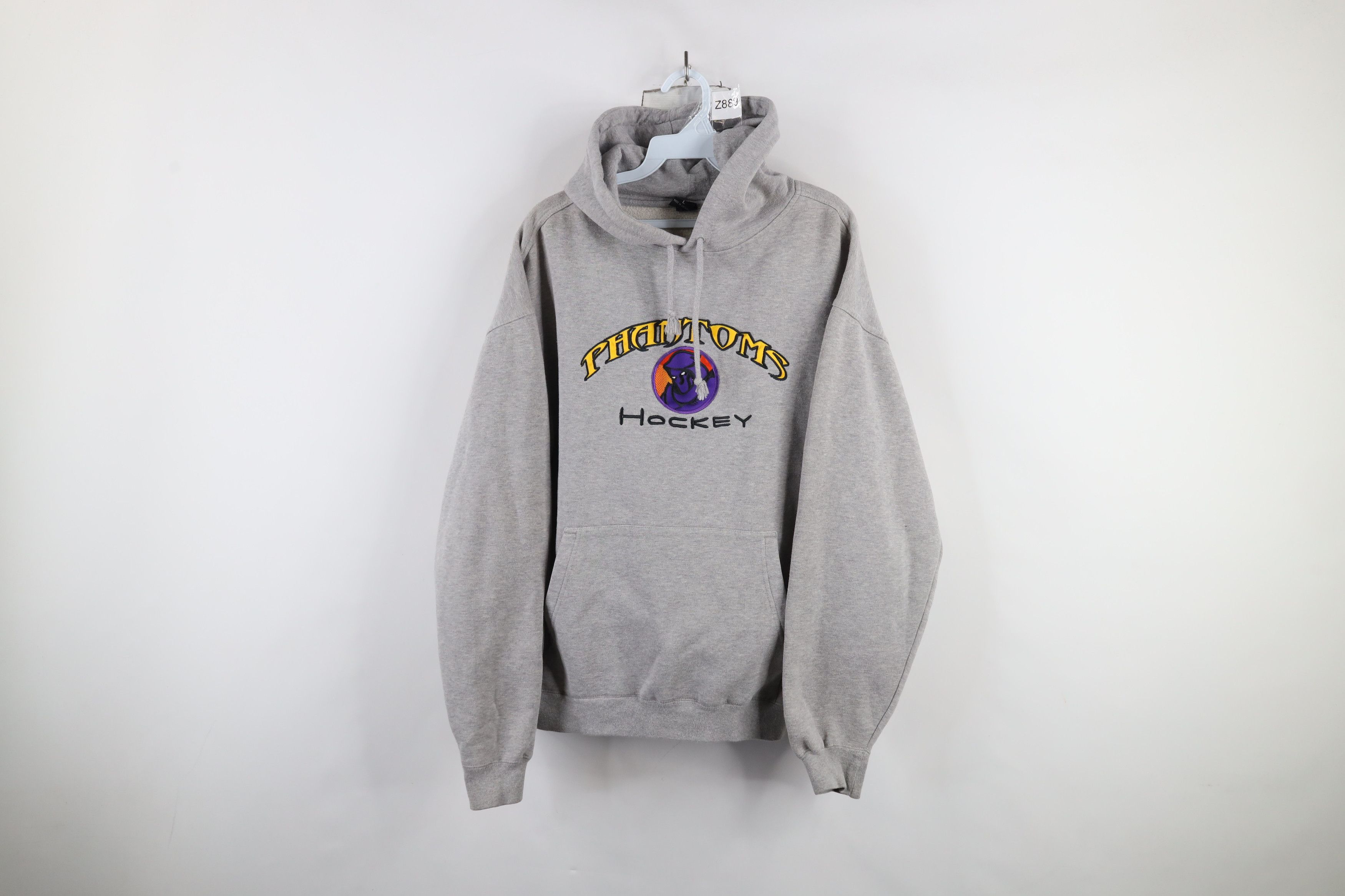 Vintage Vintage 90s Spell Out Phantoms Hockey Hoodie Sweatshirt Gray Size US L / EU 52-54 / 3 - 1 Thumbnail