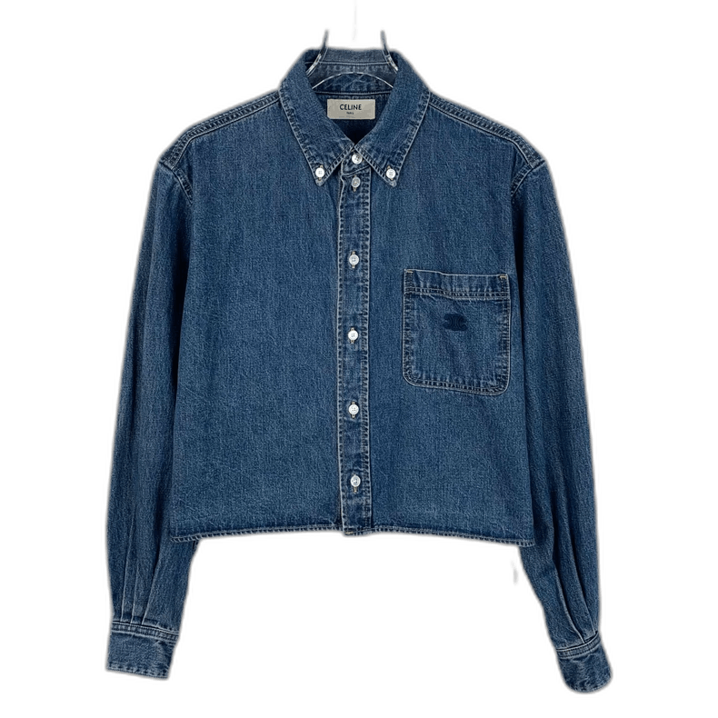 Celine Celine Blue Denim Logo Cotton Shirt Size US M / EU 48-50 / 2 - 1 Thumbnail