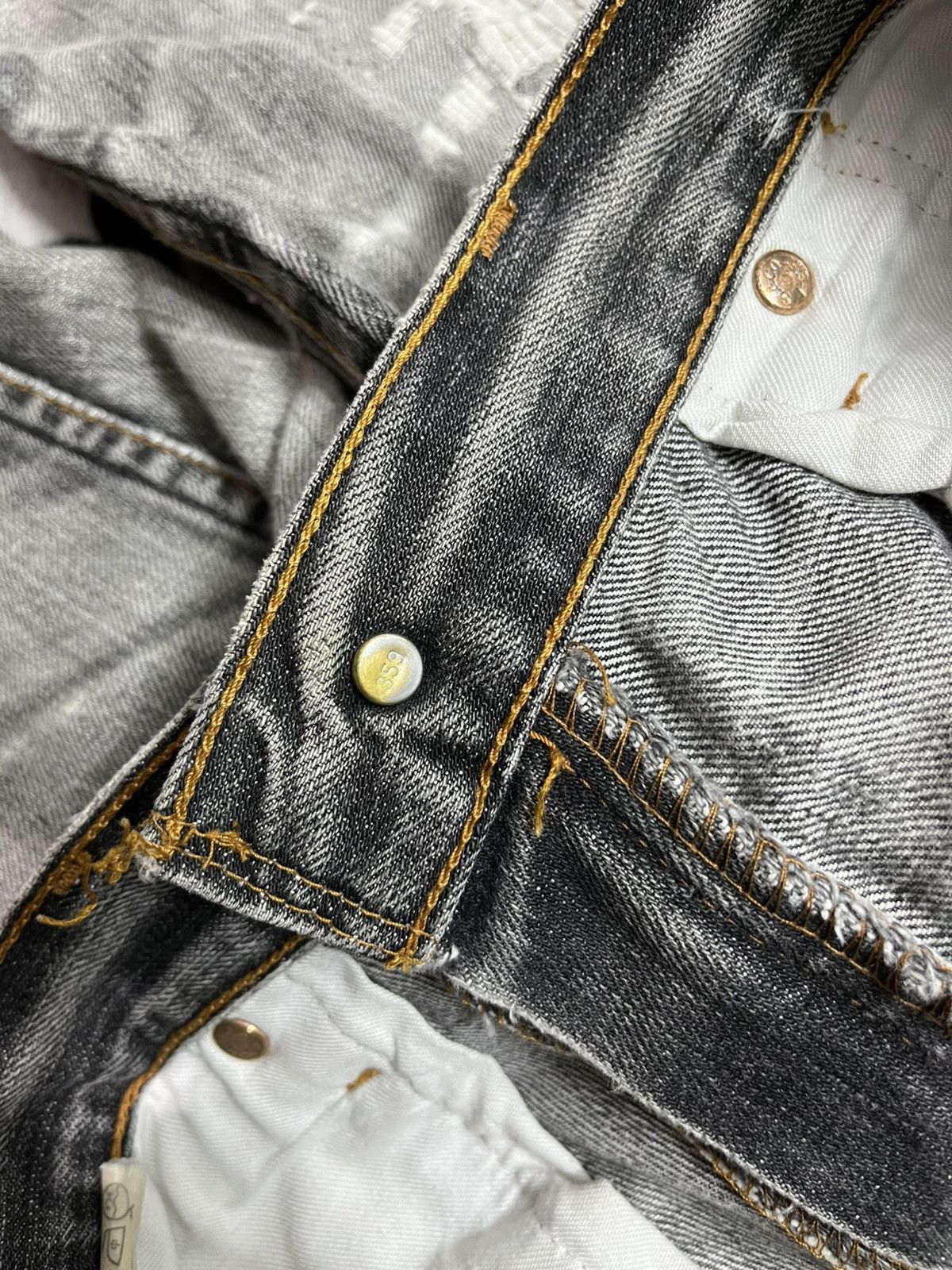 Levi's Vintage Clothing Rare 1990s levis 502 sashiko destroyed sun faded denim pants Size US 30 / EU 46 - 9 Thumbnail